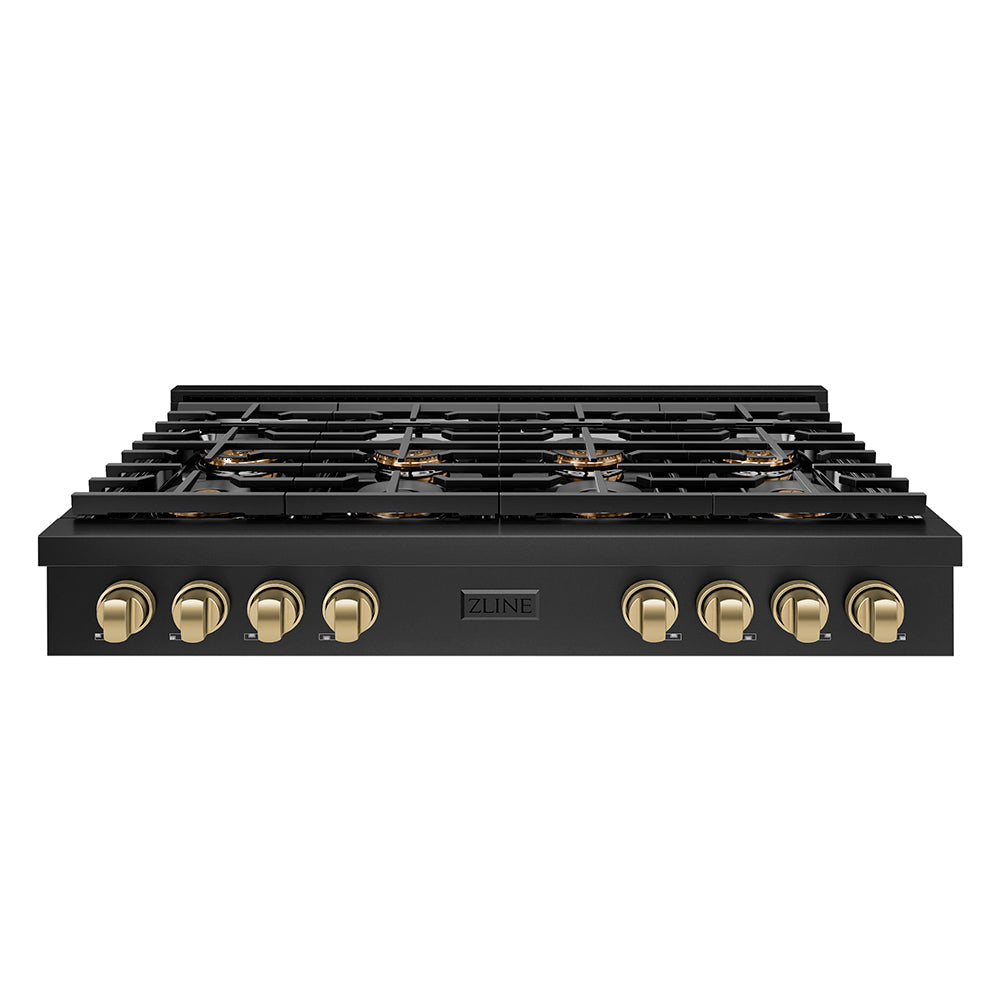 zline-autograph-48-paramount-gas-rangetop-with-8-burner-duopro™-cooktop-in-black-stainless-steel-and-champagne-bronze-accents-psrtbz-48-cb
