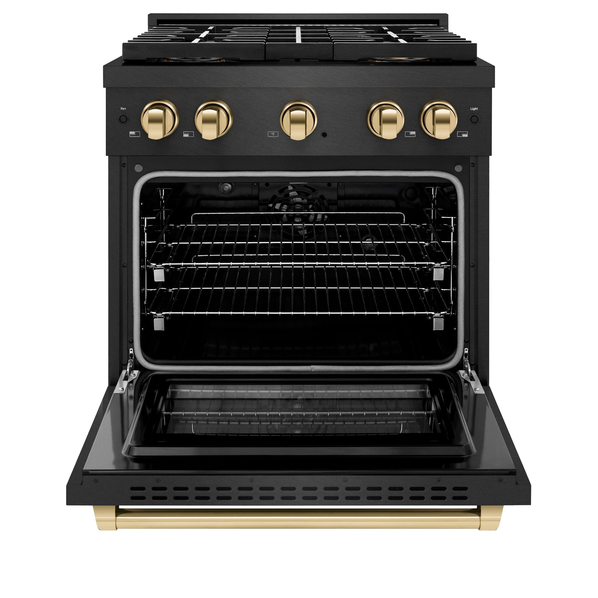 zline-30-in-dual-fuel-range-4-2-cu-ft-4-burner-duopro™-cooktop-black-satin-stainless-steel-with-polished-gold-accents-psdrbsz-30-g