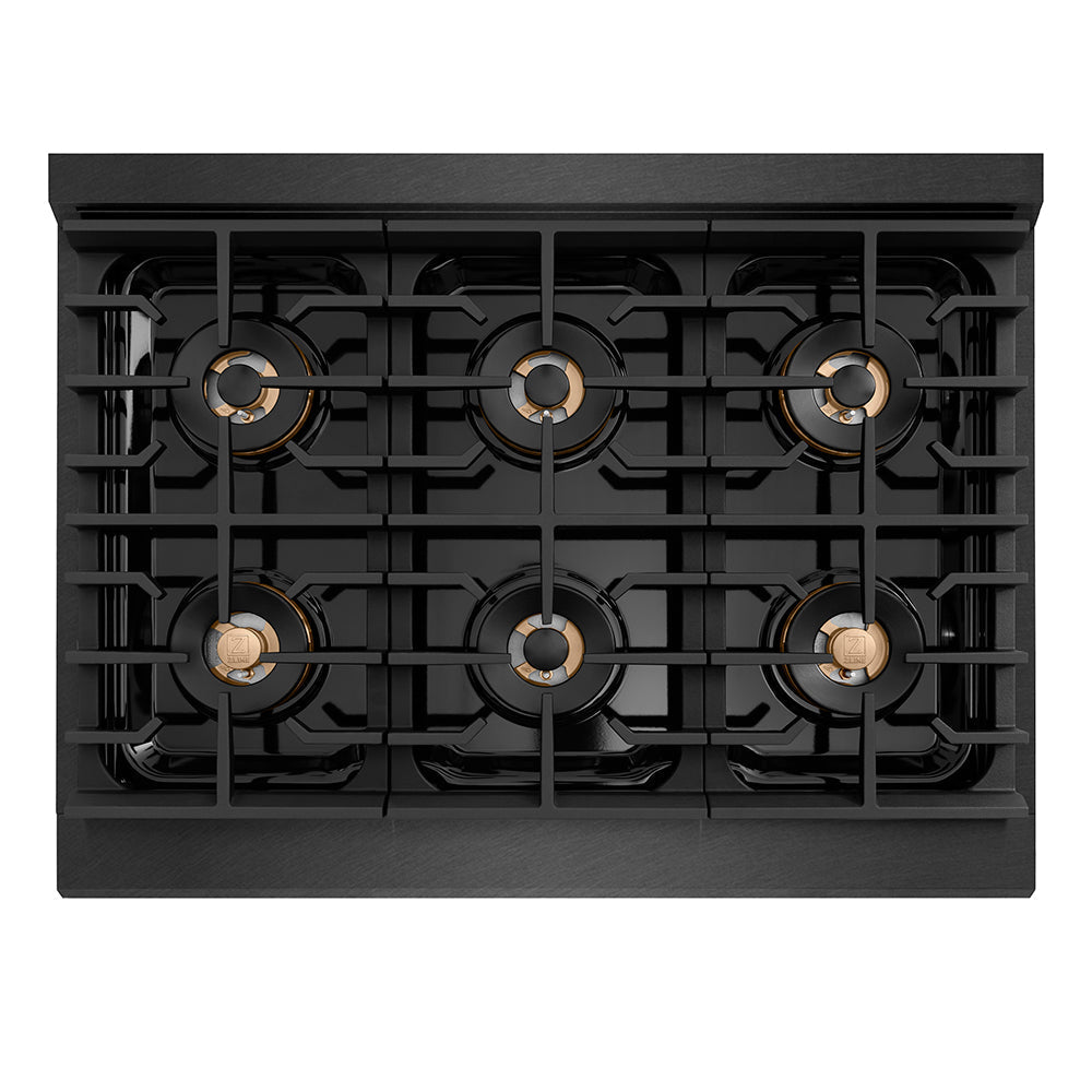 zline-36-in-gas-range-5-2-cu-ft-6-burner-duopro™-cooktop-black-satin-stainless-steel-with-polished-gold-accents-psgrbsz-36-g