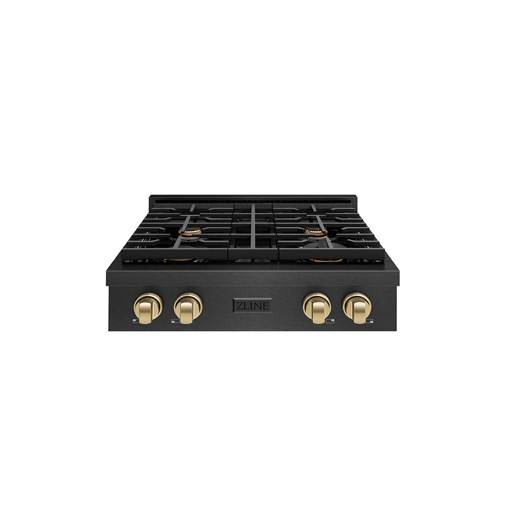 zline-autograph-30-paramount-gas-rangetop-with-4-burners-and-porcelain-cooktop-in-black-satin-and-champagne-bronze-accents-srtbsz-30-cb