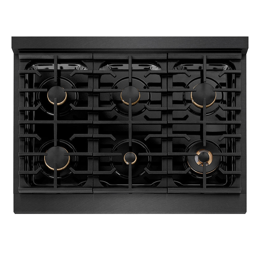 zline-designer-36-paramount-gas-rangetop-with-6-burners-in-black-satin-with-matte-black-and-champagne-accents-srtbsz-36-mbcb
