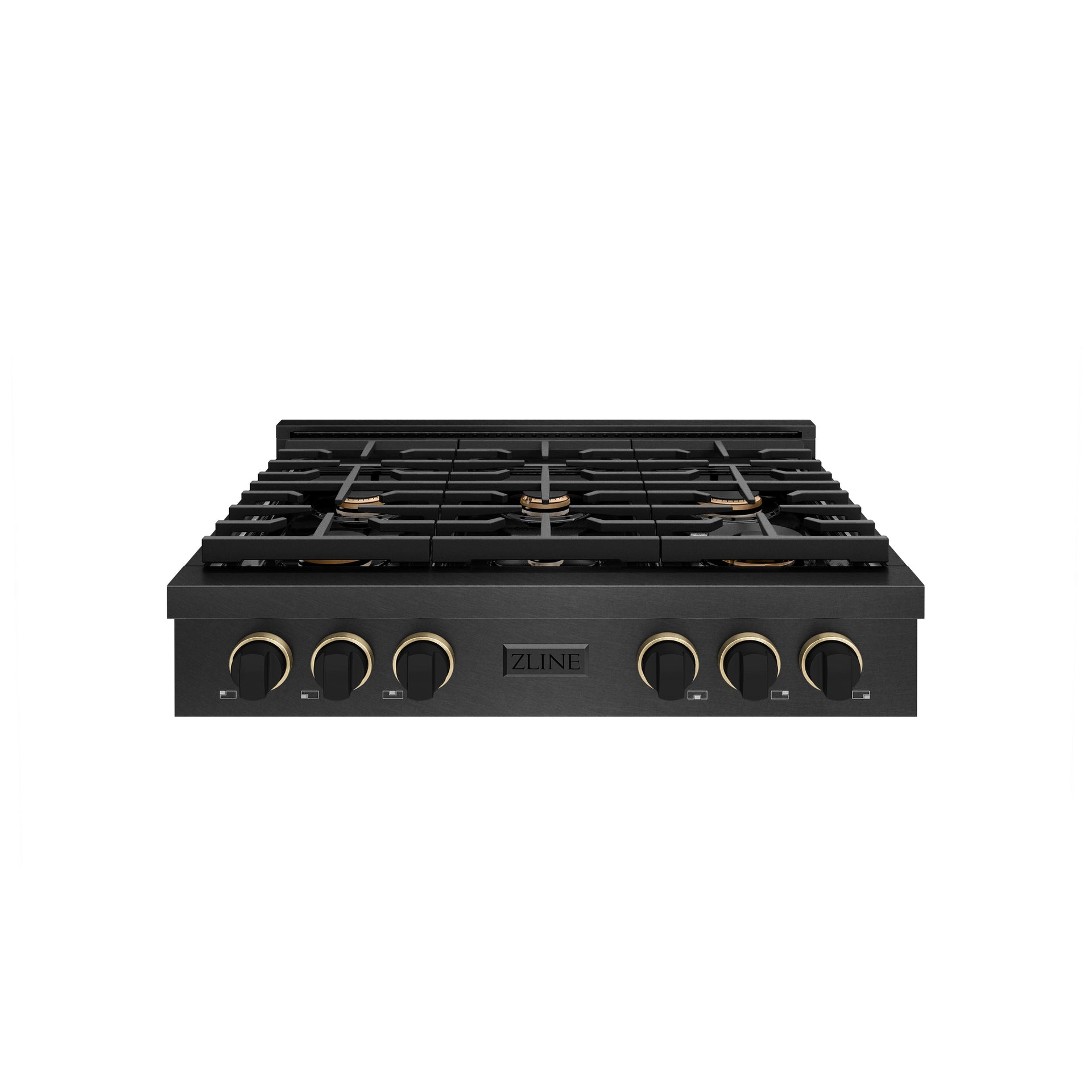 zline-designer-36-paramount-gas-rangetop-with-6-burners-in-black-satin-with-matte-black-and-champagne-accents-srtbsz-36-mbcb