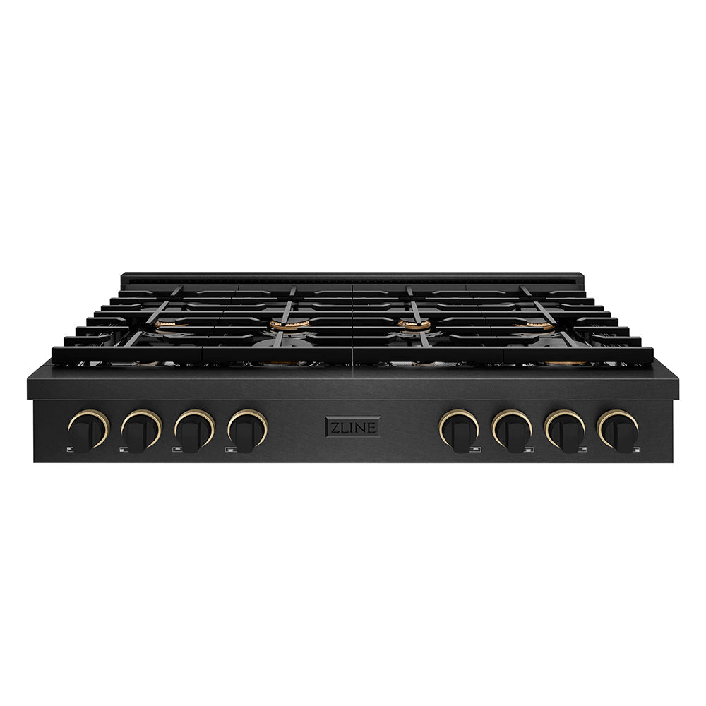 1zline-designer-48-paramount-gas-rangetop-with-8-burners-in-black-satin-with-matte-black-and-champagne-accents-srtbsz-48-mbcb
