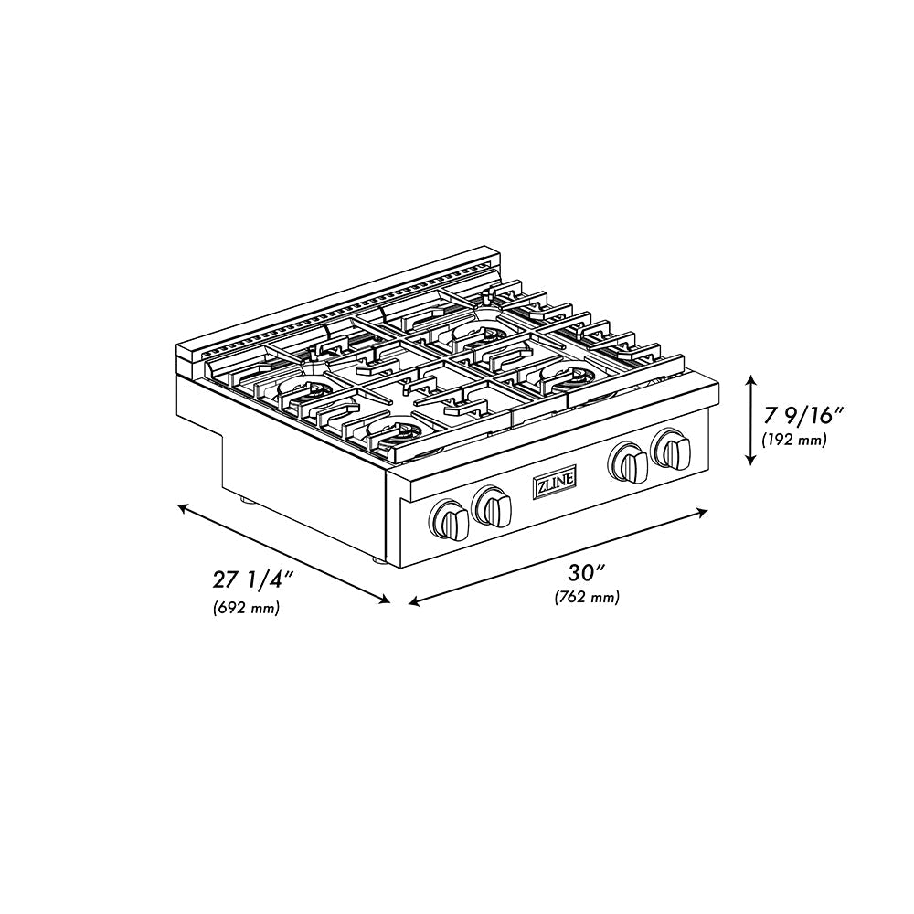 zline-30-paramount-gas-rangetop-with-4-burner-duopro™-cooktop-in-black-satin-stainless-steel-psrtbs-30
