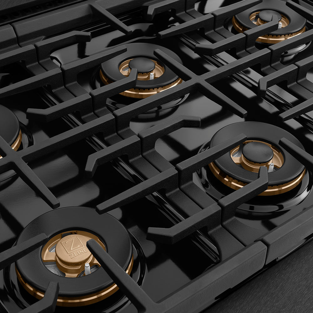 zline-autograph-36-paramount-gas-rangetop-with-6-burner-duopro™-cooktop-in-black-satin-and-polished-gold-accents-psrtbsz-36-g