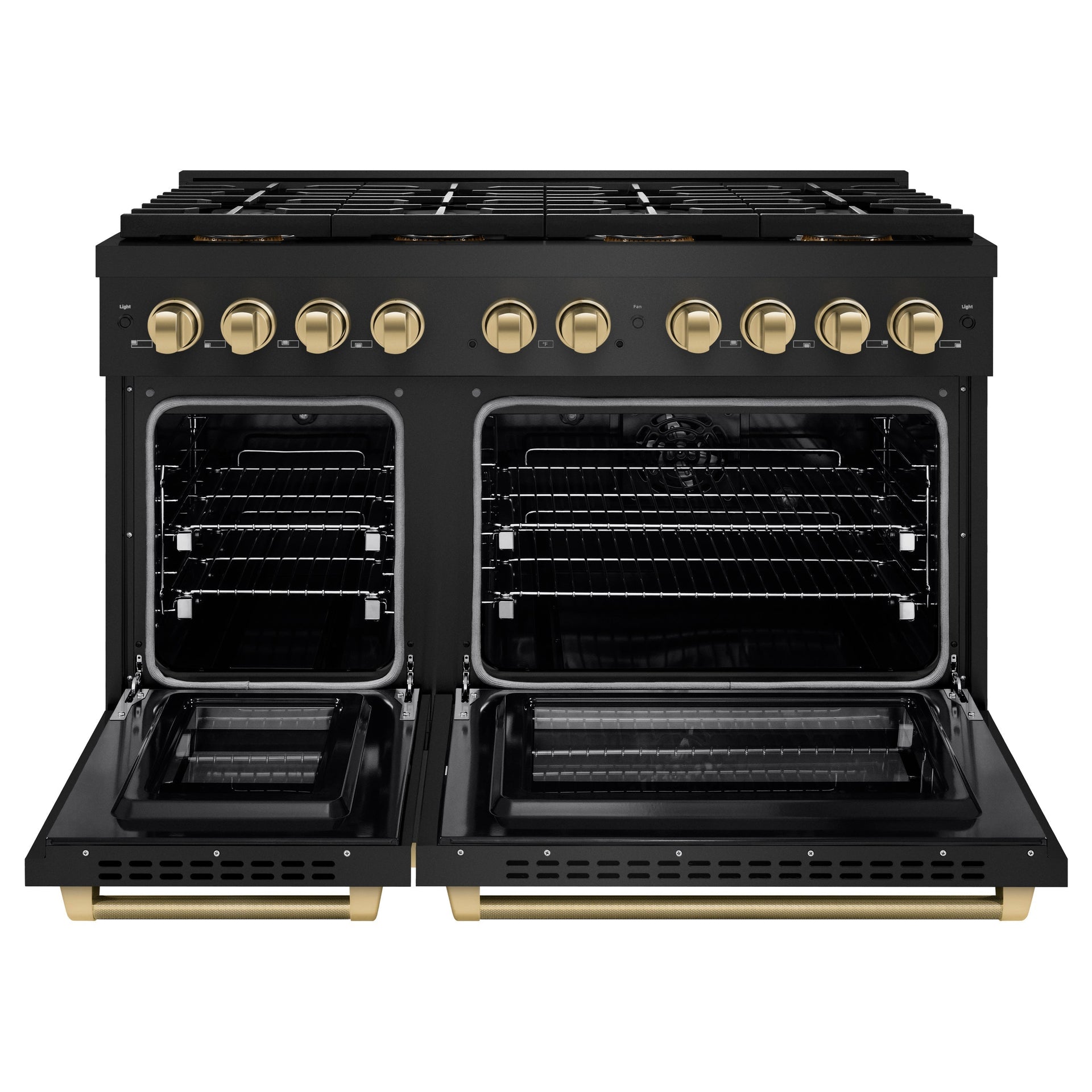 zline-48-in-dual-fuel-range-6-7-cu-ft-8-burner-duopro-cooktop-dual-oven-black-stainless-steel-champagne-bronze-helix-handles-psdrbz-48-kcb