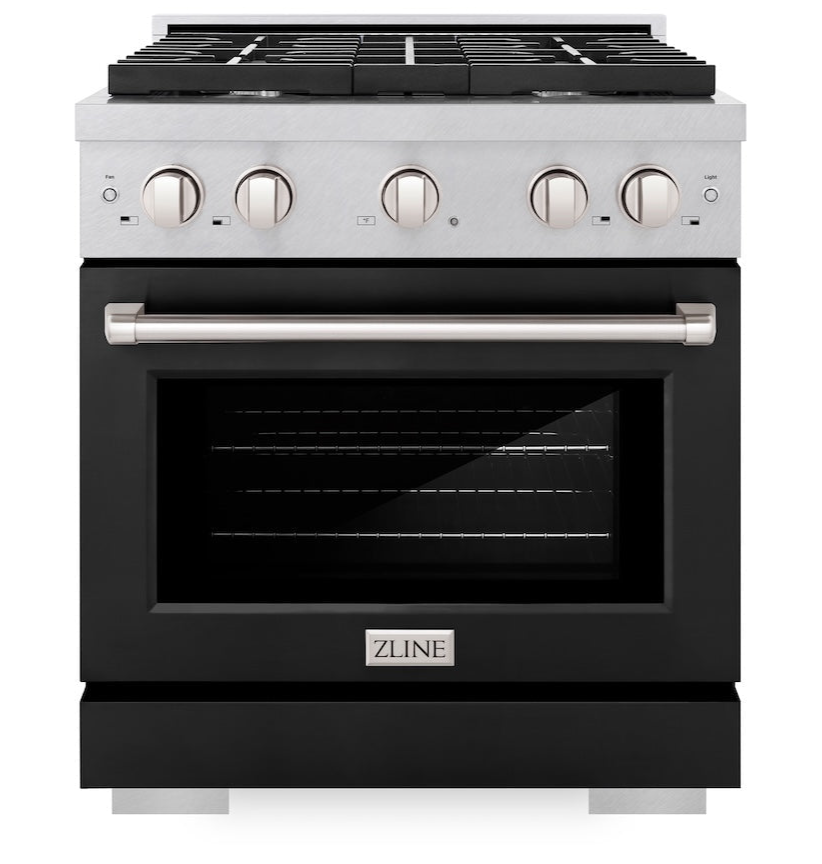 zline-30-in-4-2-cu-ft-paramount-gas-range-with-4-burners-convection-gas-oven-satin-stainless-steel-with-black-matte-door-sgrs-blm-30
