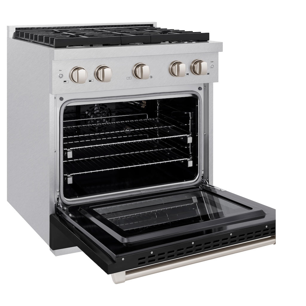 zline-30-in-4-2-cu-ft-paramount-gas-range-with-4-burners-convection-gas-oven-satin-stainless-steel-with-black-matte-door-sgrs-blm-30