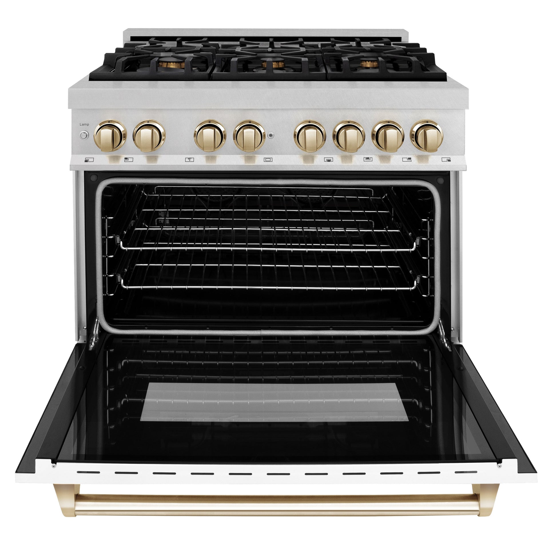 zline-autograph-36-in-4-6-cu-ft-legacy-dual-fuel-range-with-6-burner-gas-cooktop-and-electric-convection-oven-in-satin-stainless-steel-with-white-matte-door-and-polished-gold-accents-rasz-wm-36-g