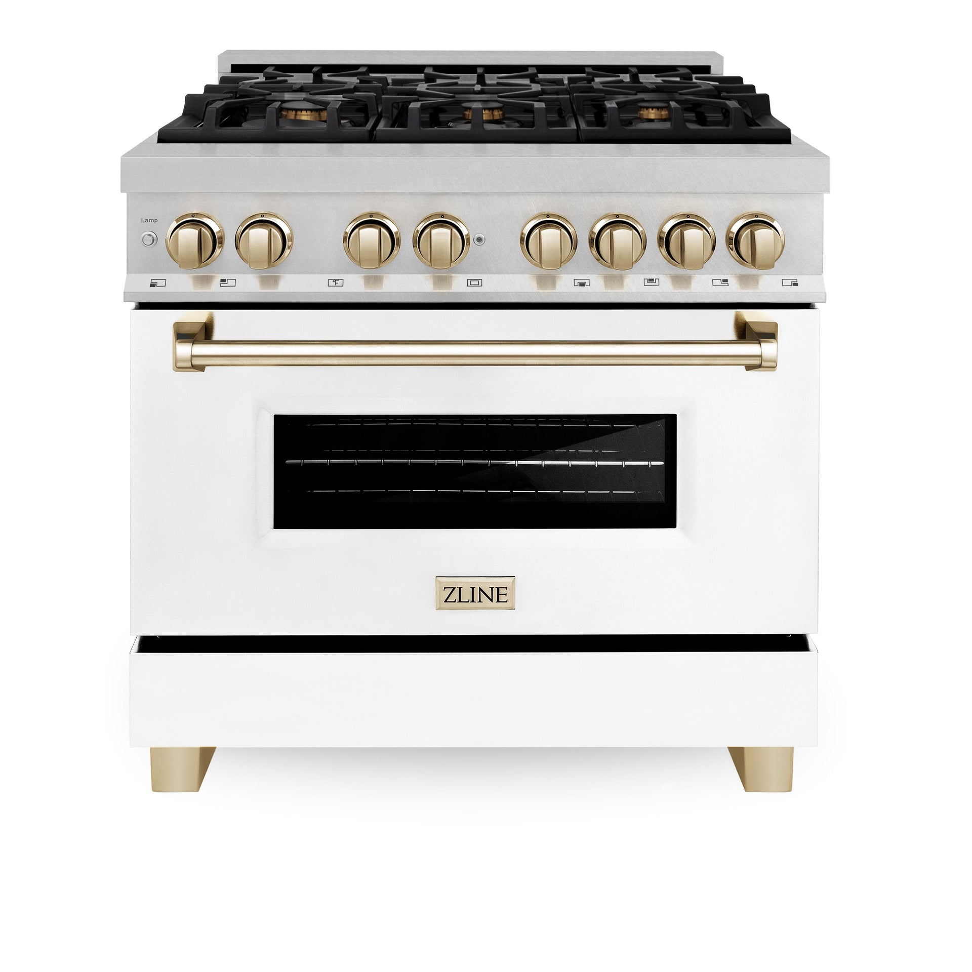 zline-autograph-36-in-4-6-cu-ft-legacy-dual-fuel-range-with-6-burner-gas-cooktop-and-electric-convection-oven-in-satin-stainless-steel-with-white-matte-door-and-polished-gold-accents-rasz-wm-36-g
