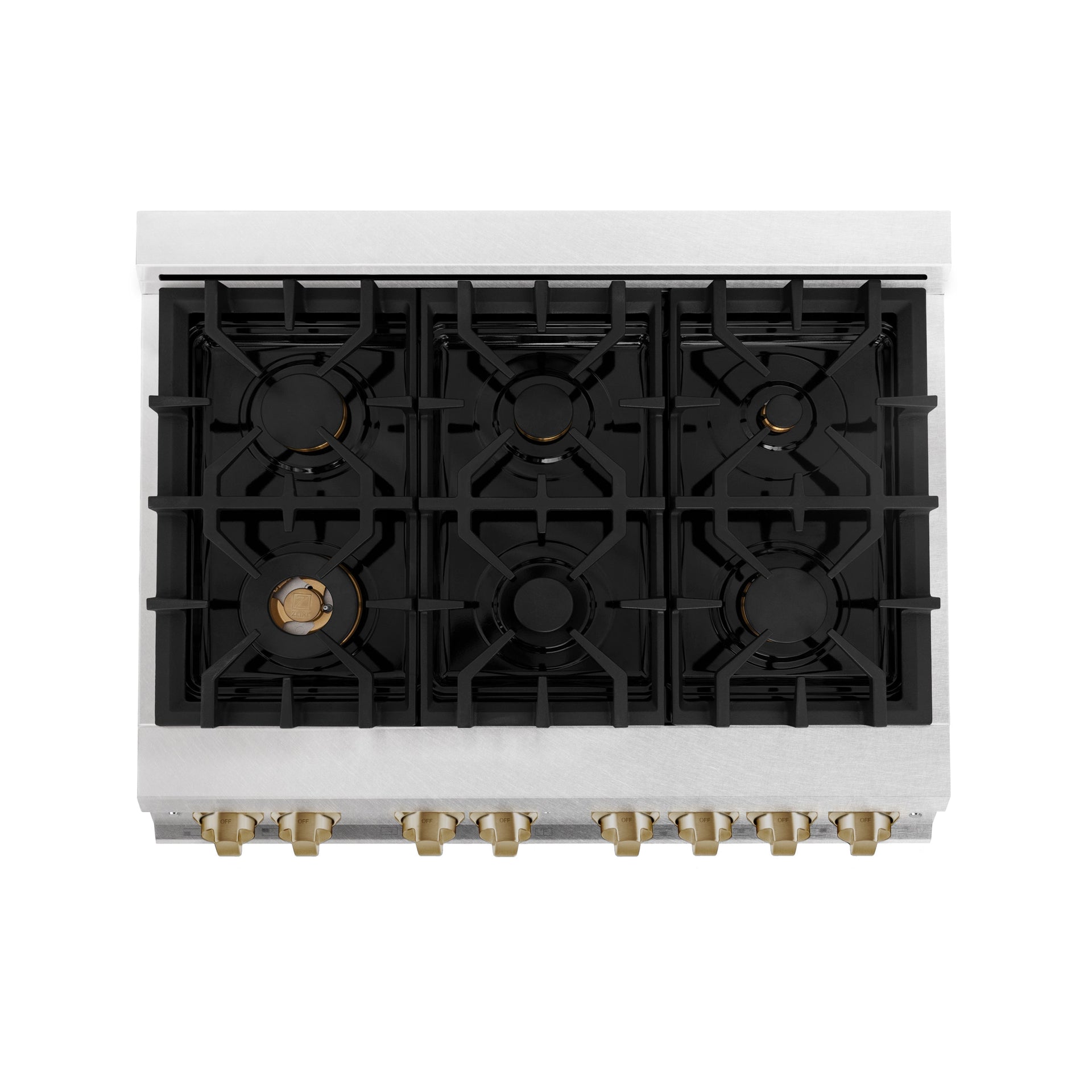 zline-autograph-edition-36-in-4-6-cu-ft-legacy-dual-fuel-range-with-6-sealed-gas-burners-and-electric-convection-oven-in-satin-stainless-steel-with-white-matte-door-and-champagne-bronze-accents-rasz-wm-36-cb