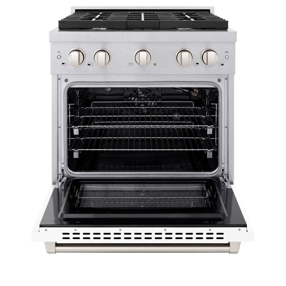 zline-30-in-paramount-dual-fuel-range-4-2-cu-ft-4-burner-gas-cooktop-with-electric-convection-oven-satin-stainless-steel-with-white-matte-door-sdrs-wm-30