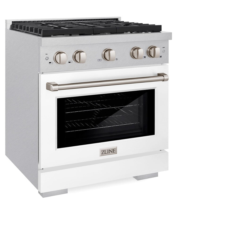 zline-30-in-paramount-dual-fuel-range-4-2-cu-ft-4-burner-gas-cooktop-with-electric-convection-oven-satin-stainless-steel-with-white-matte-door-sdrs-wm-30