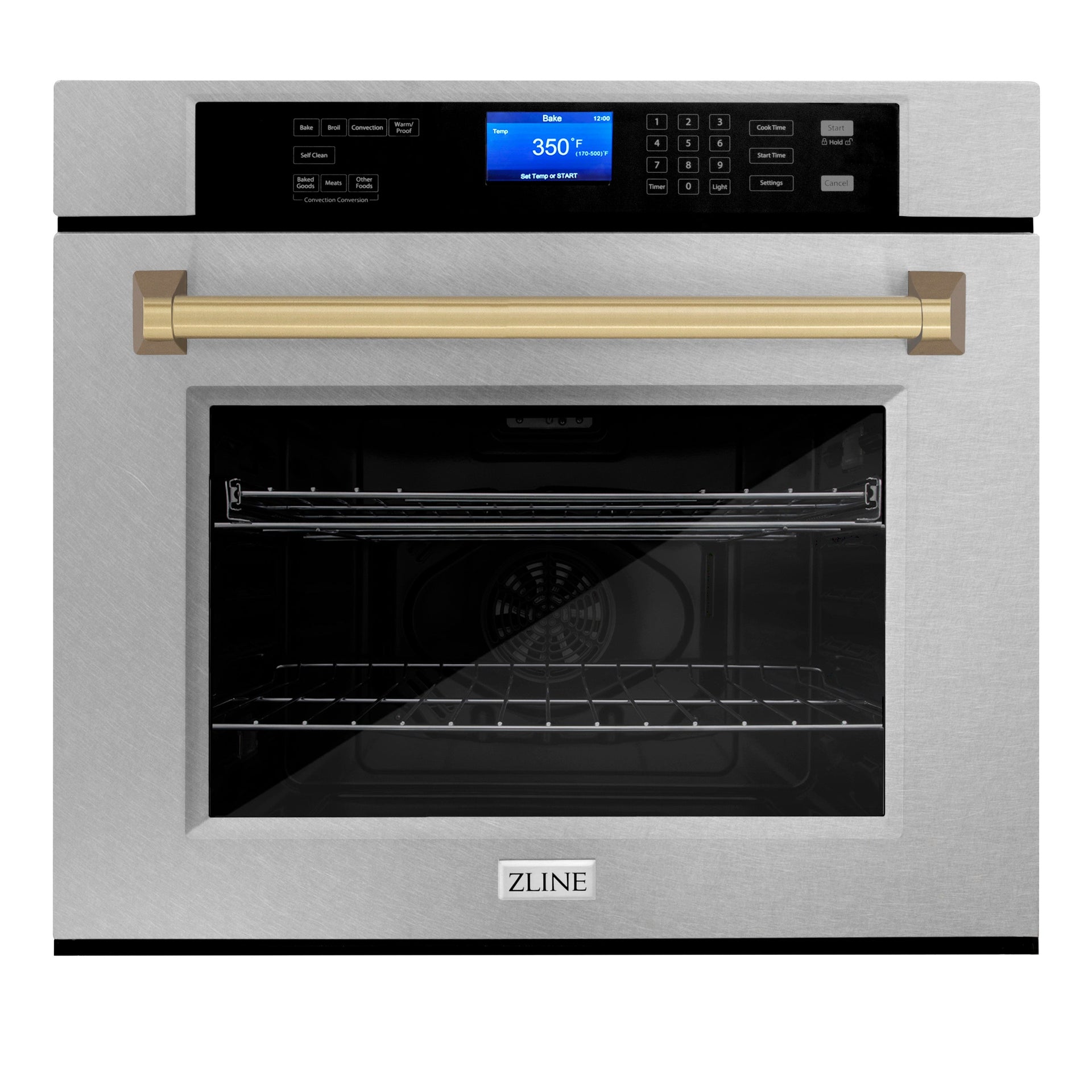 zline-30-autograph-professional-true-convection-single-wall-oven-with-air-fry-and-self-clean-in-satin-stainless-steel-with-champagne-bronze-handle-wassz-30-cb