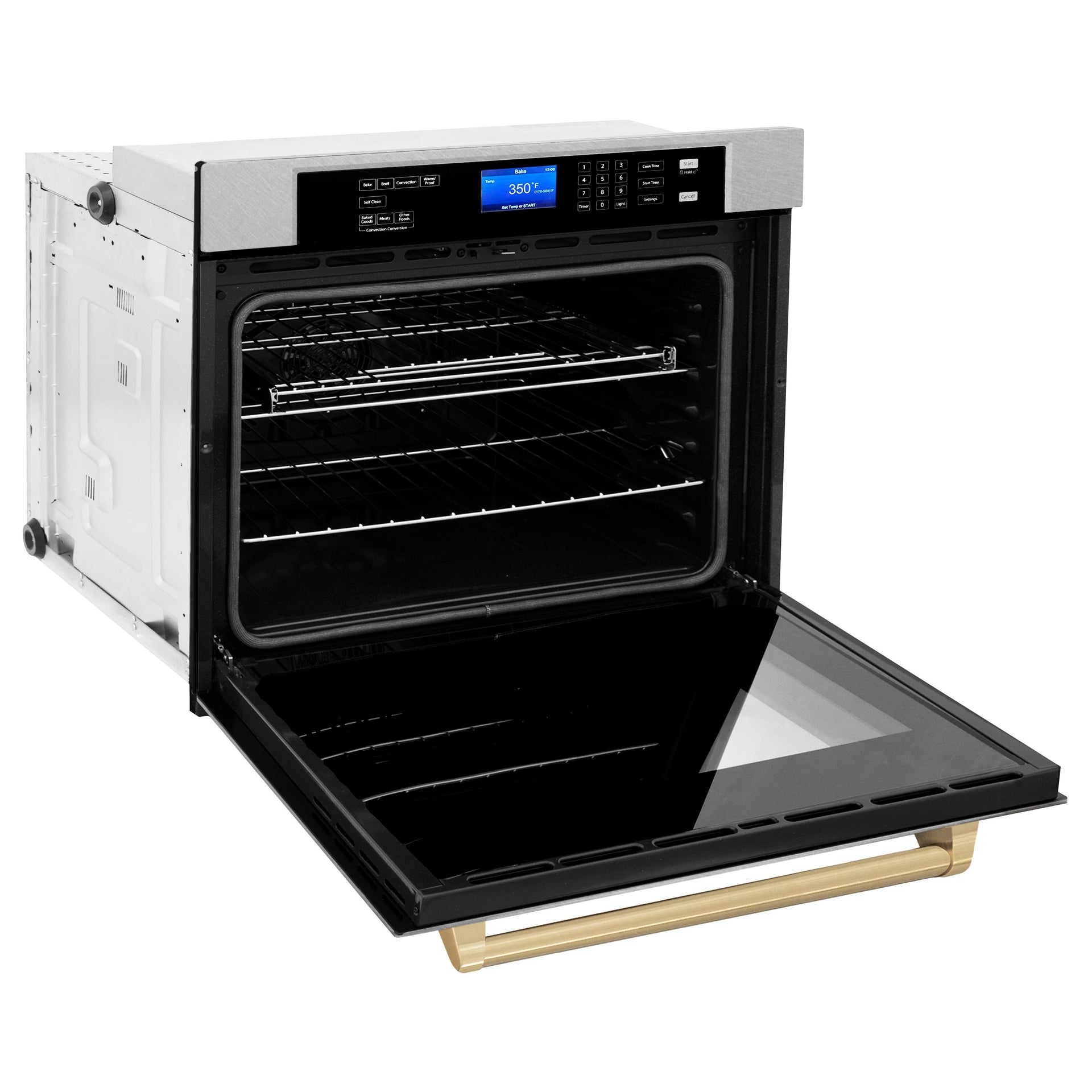 zline-30-autograph-professional-true-convection-single-wall-oven-with-air-fry-and-self-clean-in-satin-stainless-steel-with-champagne-bronze-handle-wassz-30-cb