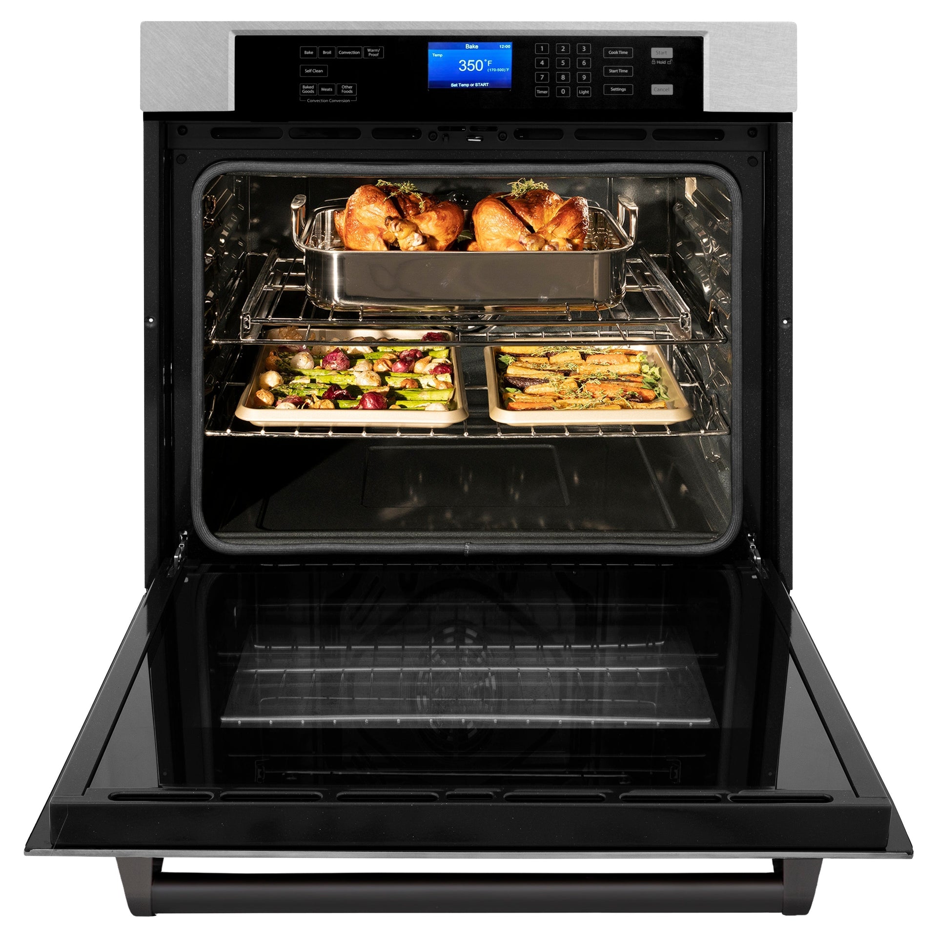 zline-30-autograph-professional-true-convection-single-wall-oven-with-air-fry-and-self-clean-in-satin-stainless-steel-with-matte-black-handle-wassz-30-mb