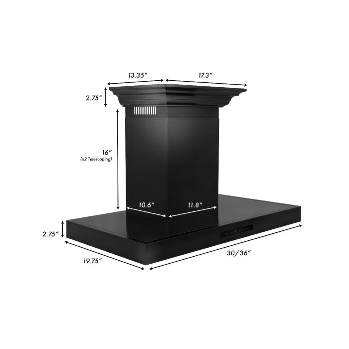 zline-36-in-wall-mount-range-hood-convertible-vent-black-stainless-steel-crown-molding-bskencrn-36