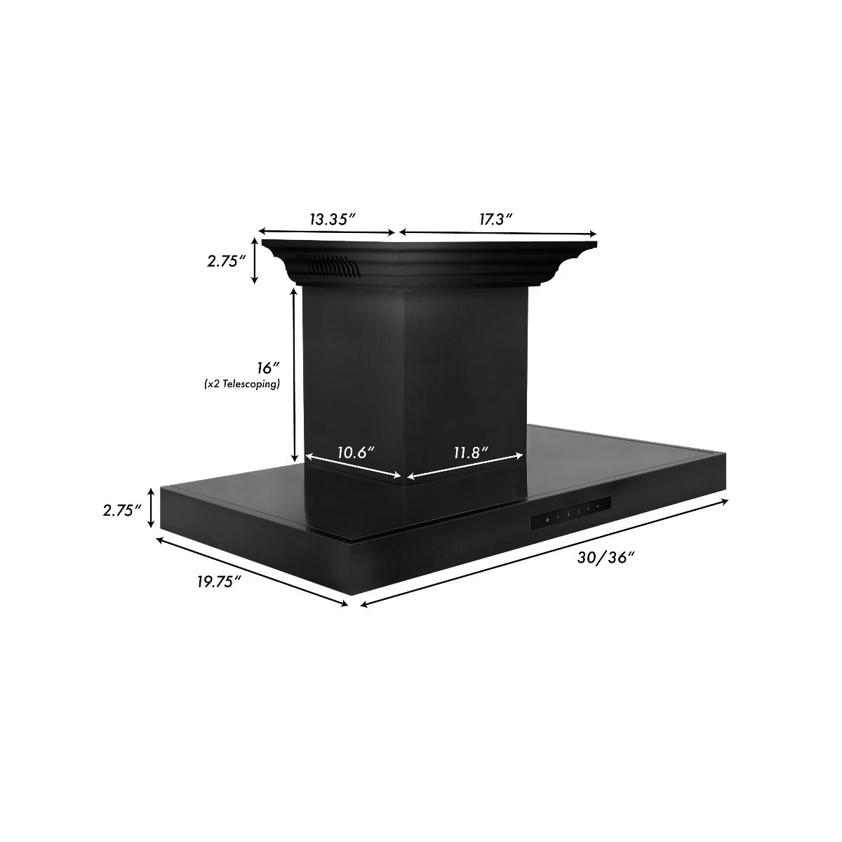 zline-36-in-wall-mount-range-hood-400-cfm-black-stainless-steel-bluetooth-crown-molding-bskencrn-bt-36
