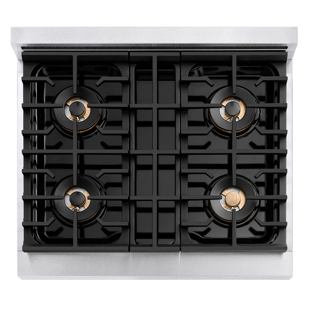 zline-30-in-dual-fuel-range-4-2-cu-ft-4-burner-duopro™-cooktop-electric-convection-oven-satin-stainless-steel-with-black-matte-door-psdrs-blm-30