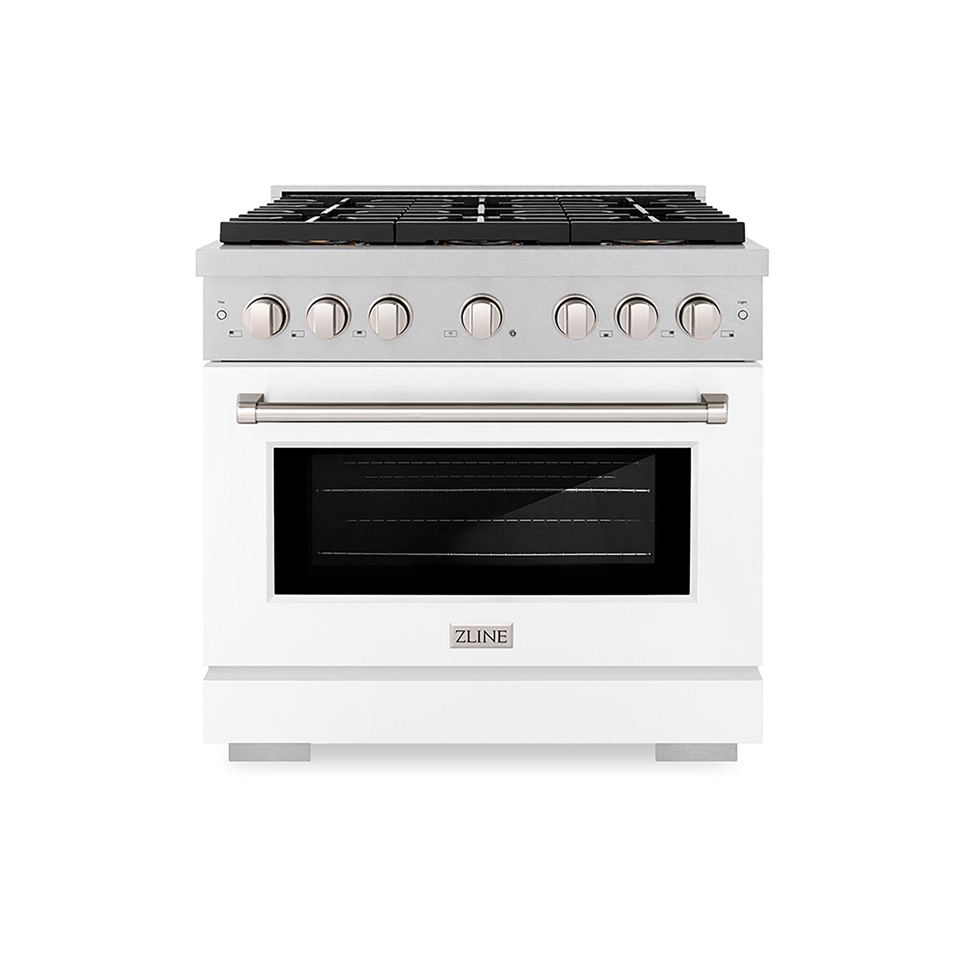 zline-36-in-dual-fuel-range-5-2-cu-ft-paramount-series-with-6-burner-duopro-cooktop-electric-convection-oven-satin-stainless-steel-with-white-matte-door-psdrs-wm-36