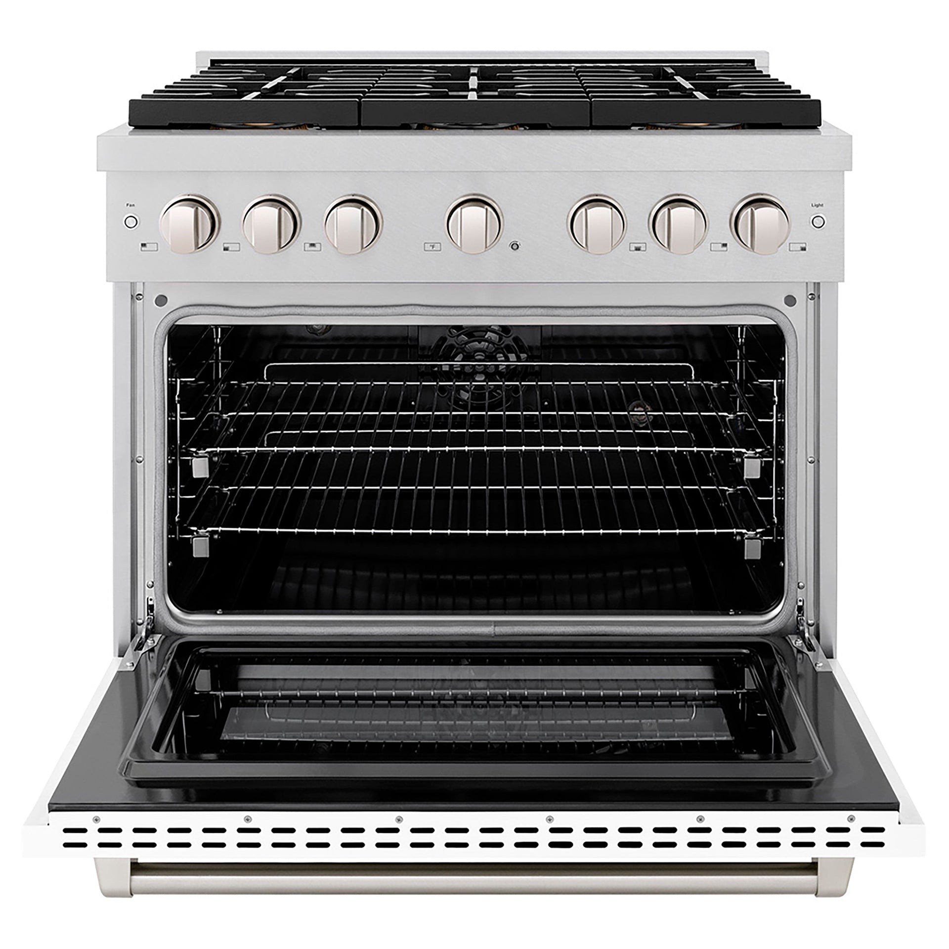 zline-36-in-dual-fuel-range-5-2-cu-ft-paramount-series-with-6-burner-duopro-cooktop-electric-convection-oven-satin-stainless-steel-with-white-matte-door-psdrs-wm-36