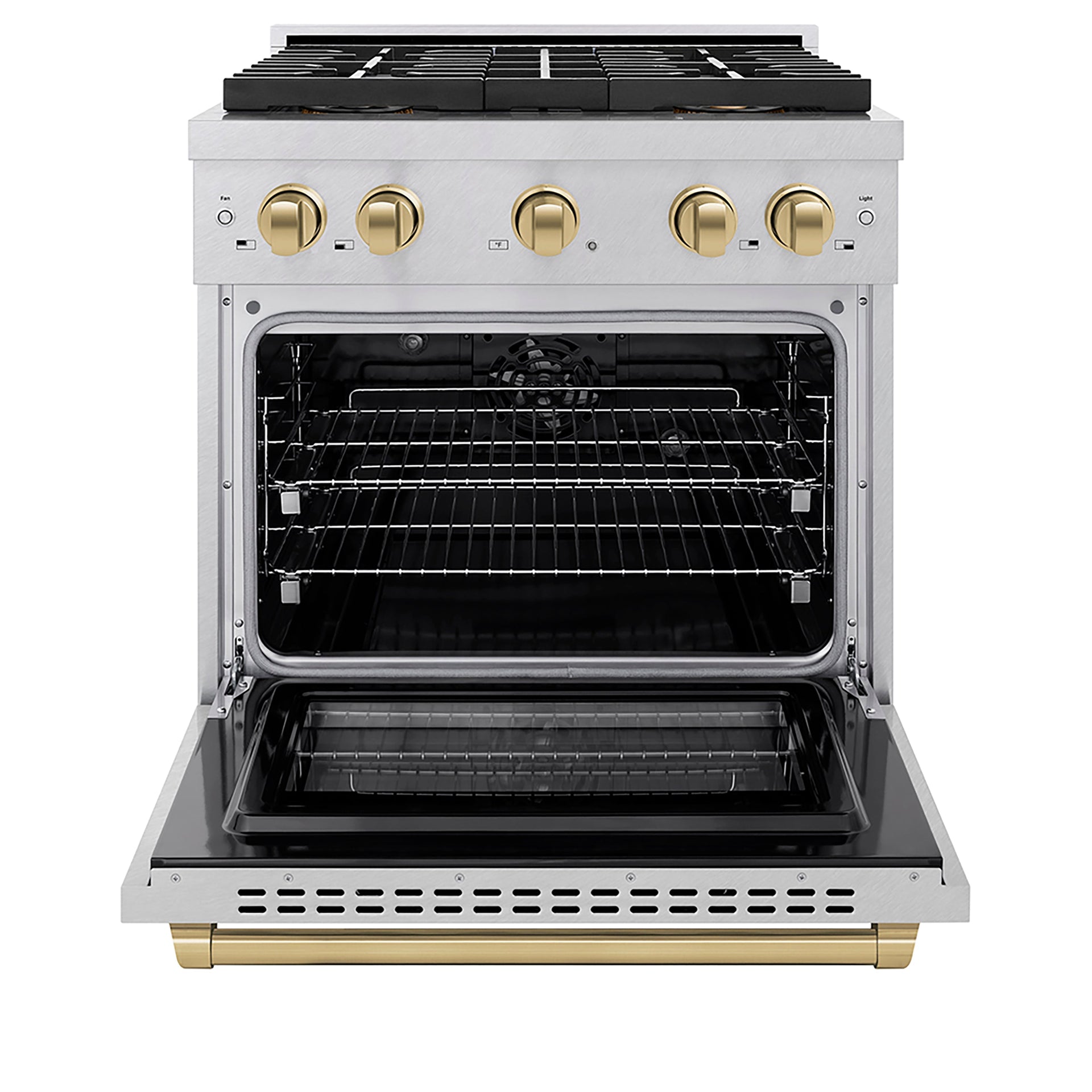 zline-30-in-dual-fuel-range-4-2-cu-ft-4-burner-duopro™-cooktop-electric-convection-oven-satin-stainless-steel-with-champagne-bronze-accents-psdrsz-30-cb