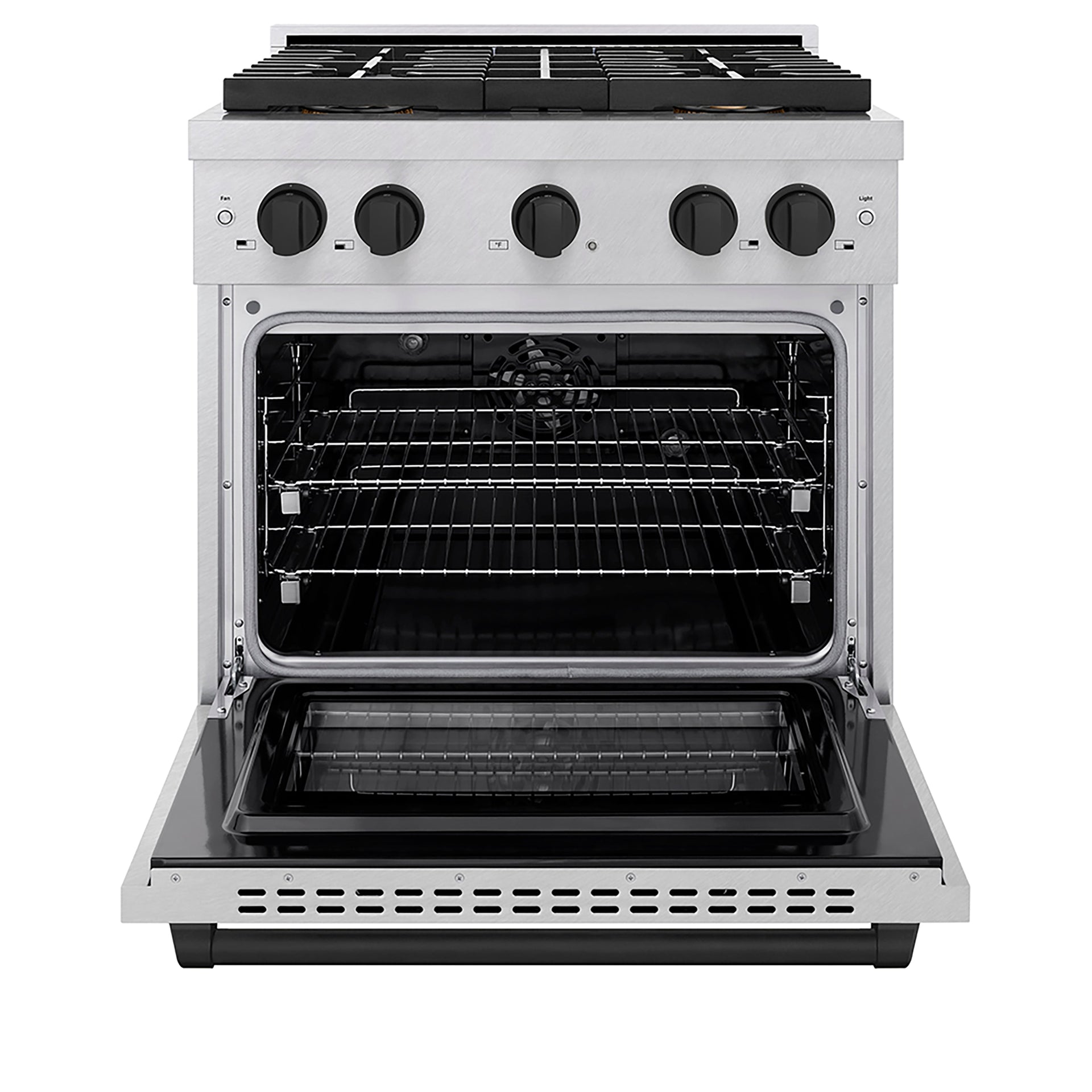 zline-30-in-dual-fuel-range-4-2-cu-ft-4-burner-duopro-cooktop-electric-convection-oven-satin-stainless-steel-matte-black-accents-psdrsz-30-mb