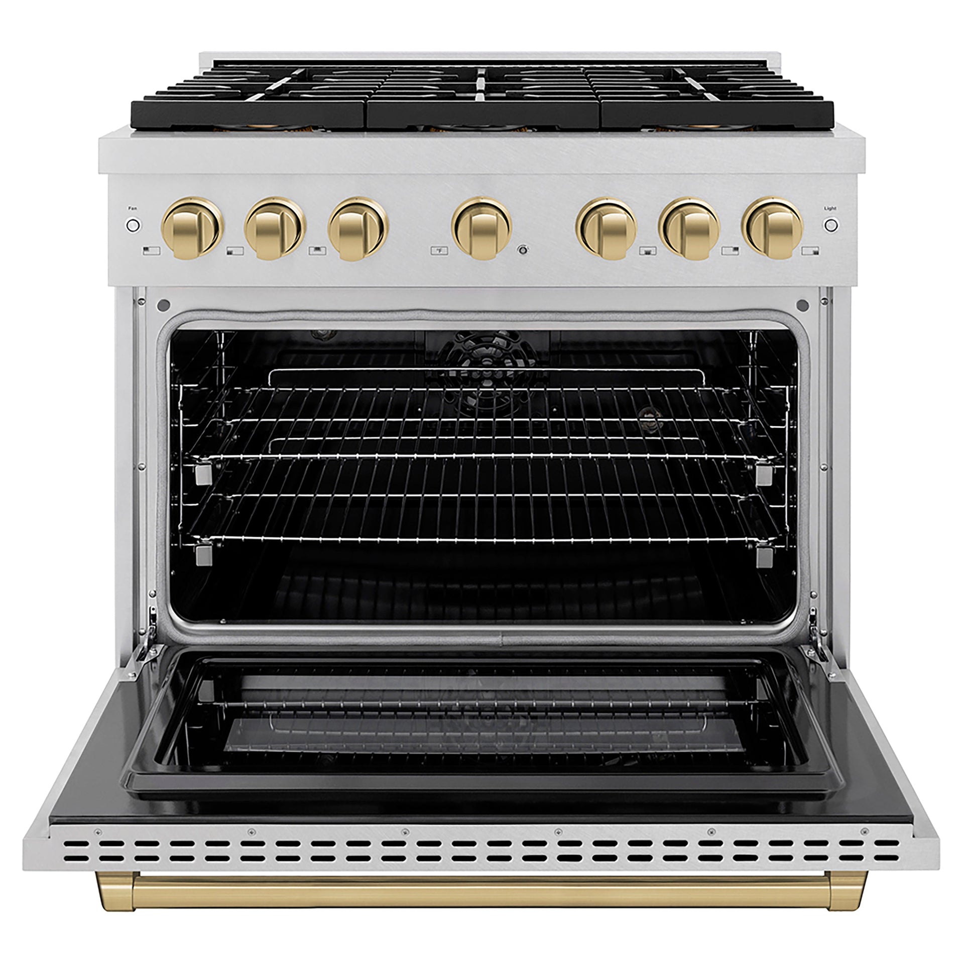zline-36-in-dual-fuel-range-5-2-cu-ft-6-burner-duopro™-cooktop-electric-convection-oven-satin-stainless-steel-champagne-bronze-accents-psdrsz-36-cb