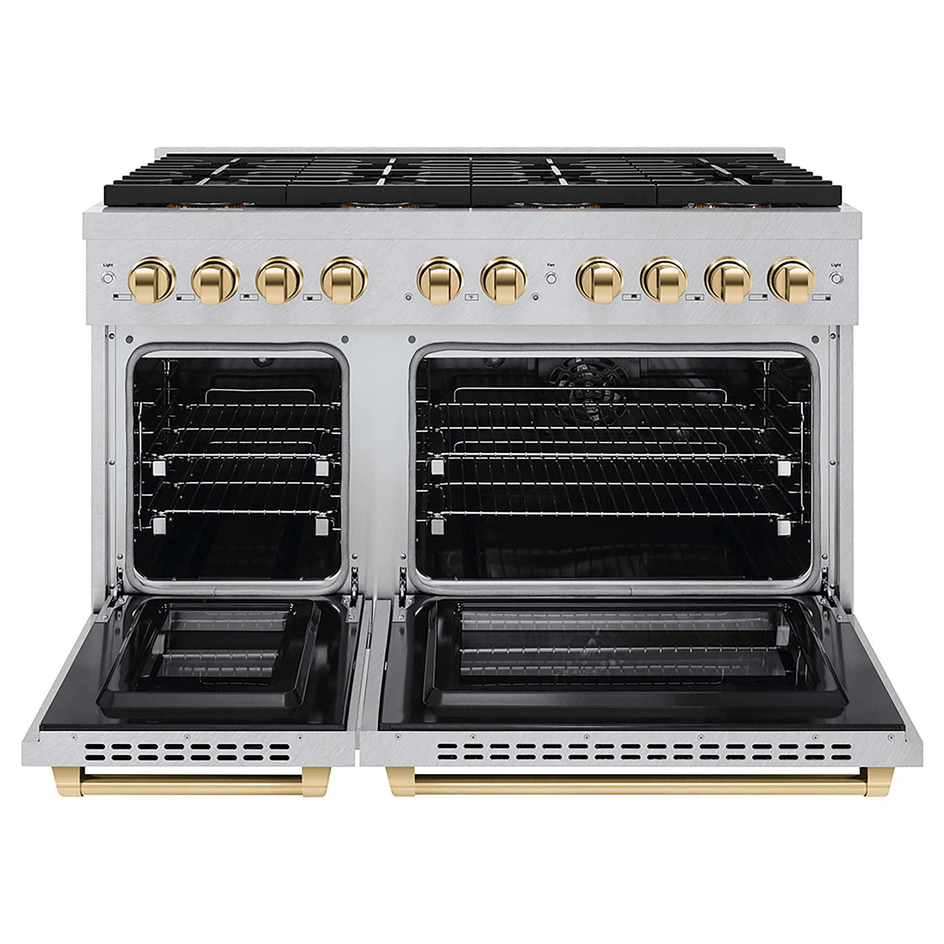 zline-48-in-dual-fuel-range-6-7-cu-ft-8-burners-duopro-cooktop-dual-ovens-satin-stainless-steel-polished-gold-accents-psdrsz-48-g