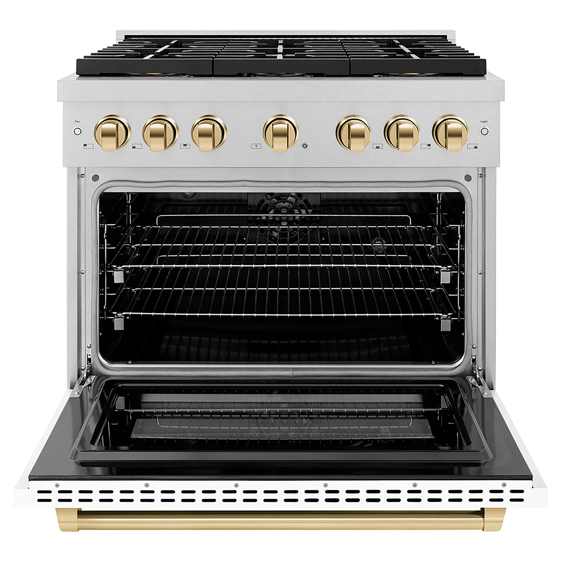 zline-36-in-dual-fuel-range-5-2-cu-ft-6-burner-duopro™-cooktop-electric-convection-oven-satin-stainless-steel-white-matte-door-polished-gold-accents-psdrsz-wm-36-g