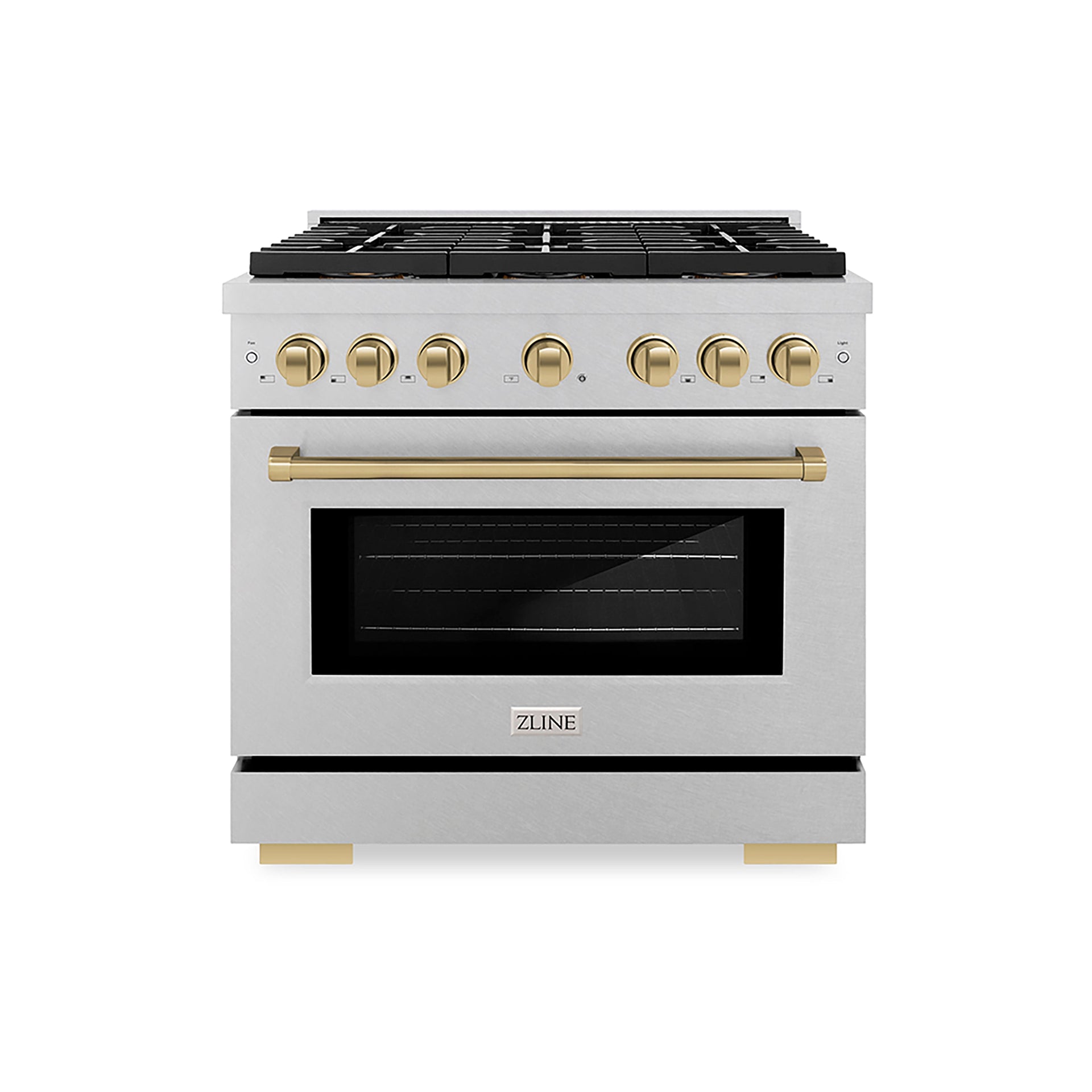 zline-36-in-gas-range-5-2-cu-ft-convection-oven-6-burner-duopro™-cooktop-satin-stainless-steel-champagne-bronze-accents-psgrsz-36-cb