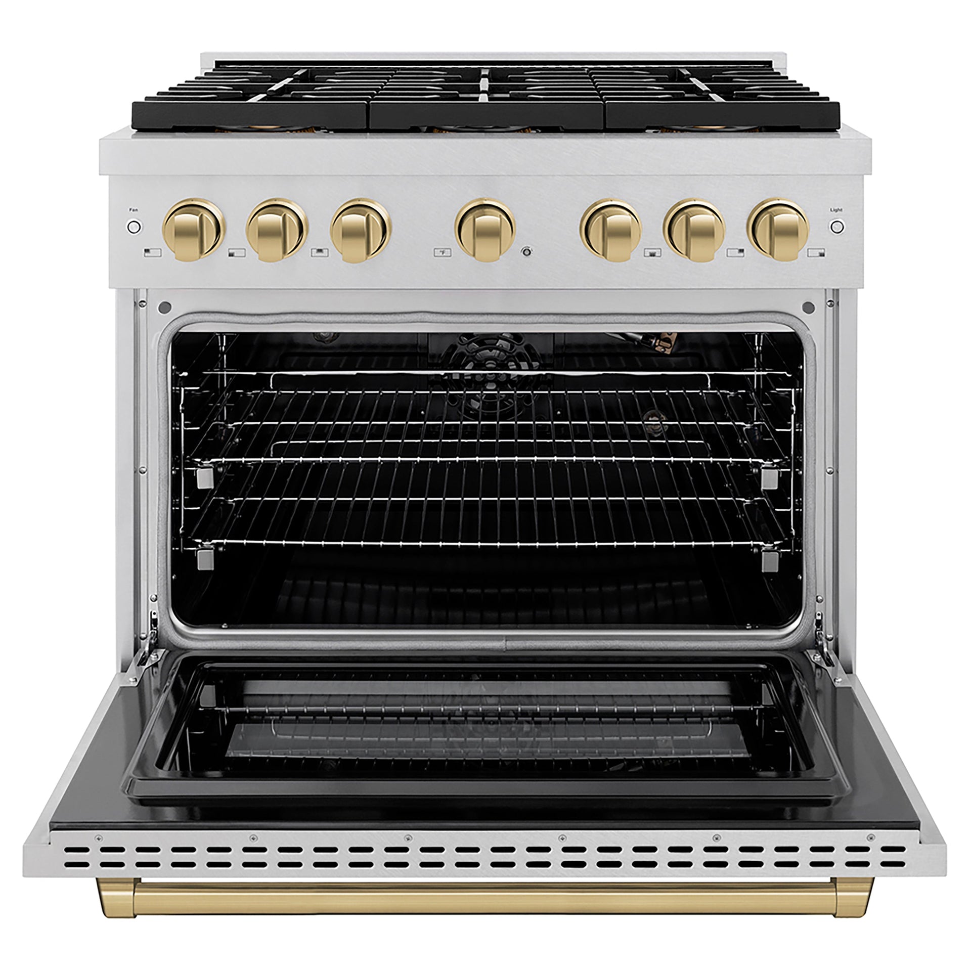 zline-36-in-gas-range-5-2-cu-ft-convection-oven-6-burner-duopro™-cooktop-satin-stainless-steel-champagne-bronze-accents-psgrsz-36-cb
