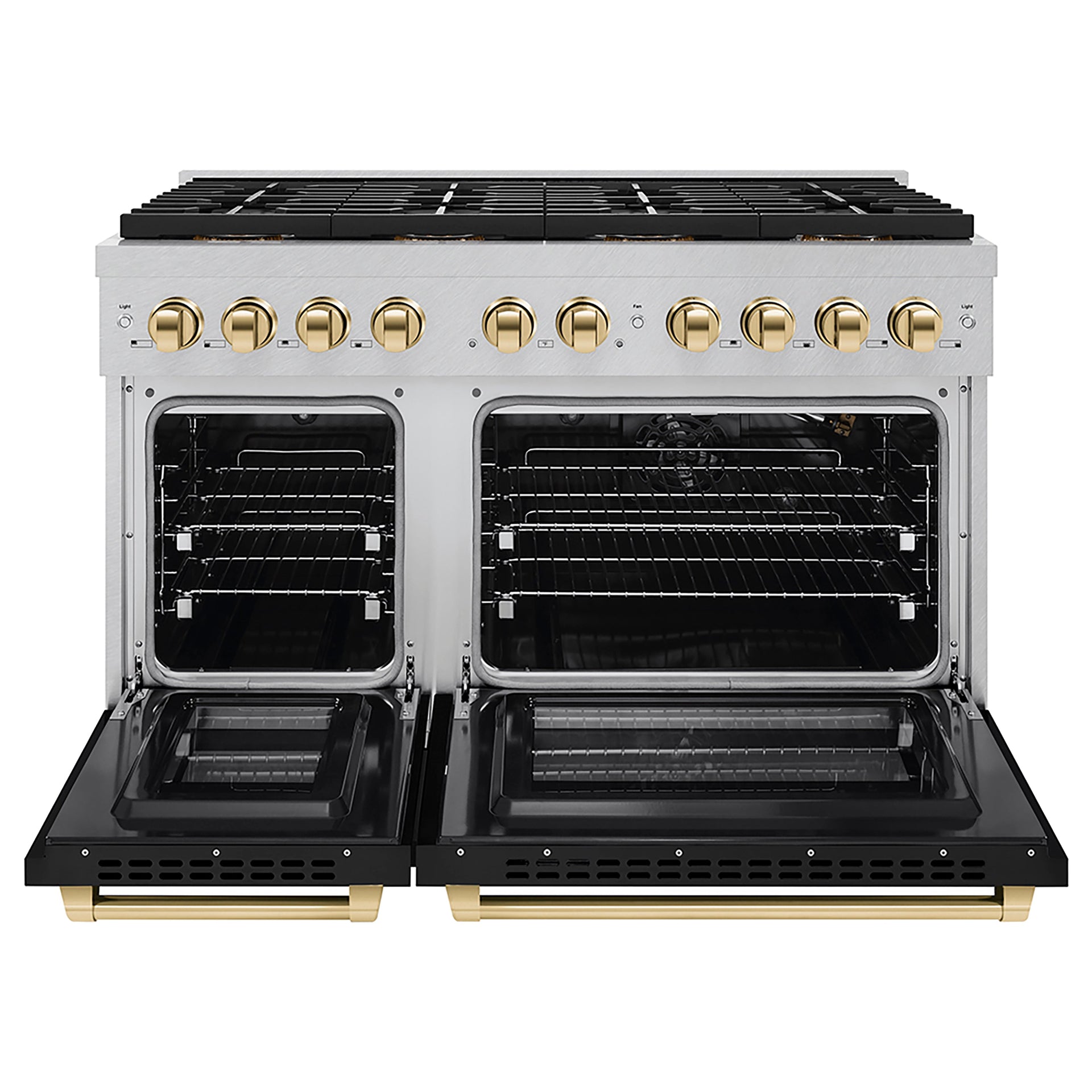 zline-48-in-gas-range-6-7-cu-ft-8-burner-duopro™-cooktop-dual-ovens-satin-stainless-steel-polished-gold-accents-psgrsz-48-g