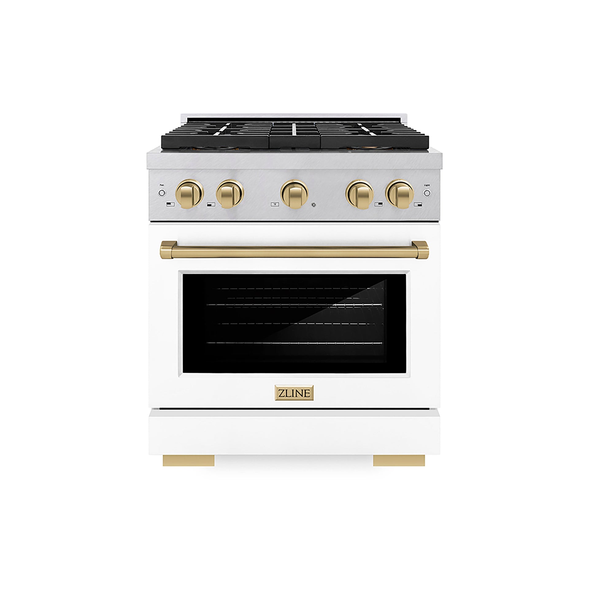 zline-30-in-gas-range-4-2-cu-ft-paramount-series-4-burner-duopro™-cooktop-convection-gas-oven-satin-stainless-steel-white-matte-door-champagne-bronze-accents-psgrsz-wm-30-cb