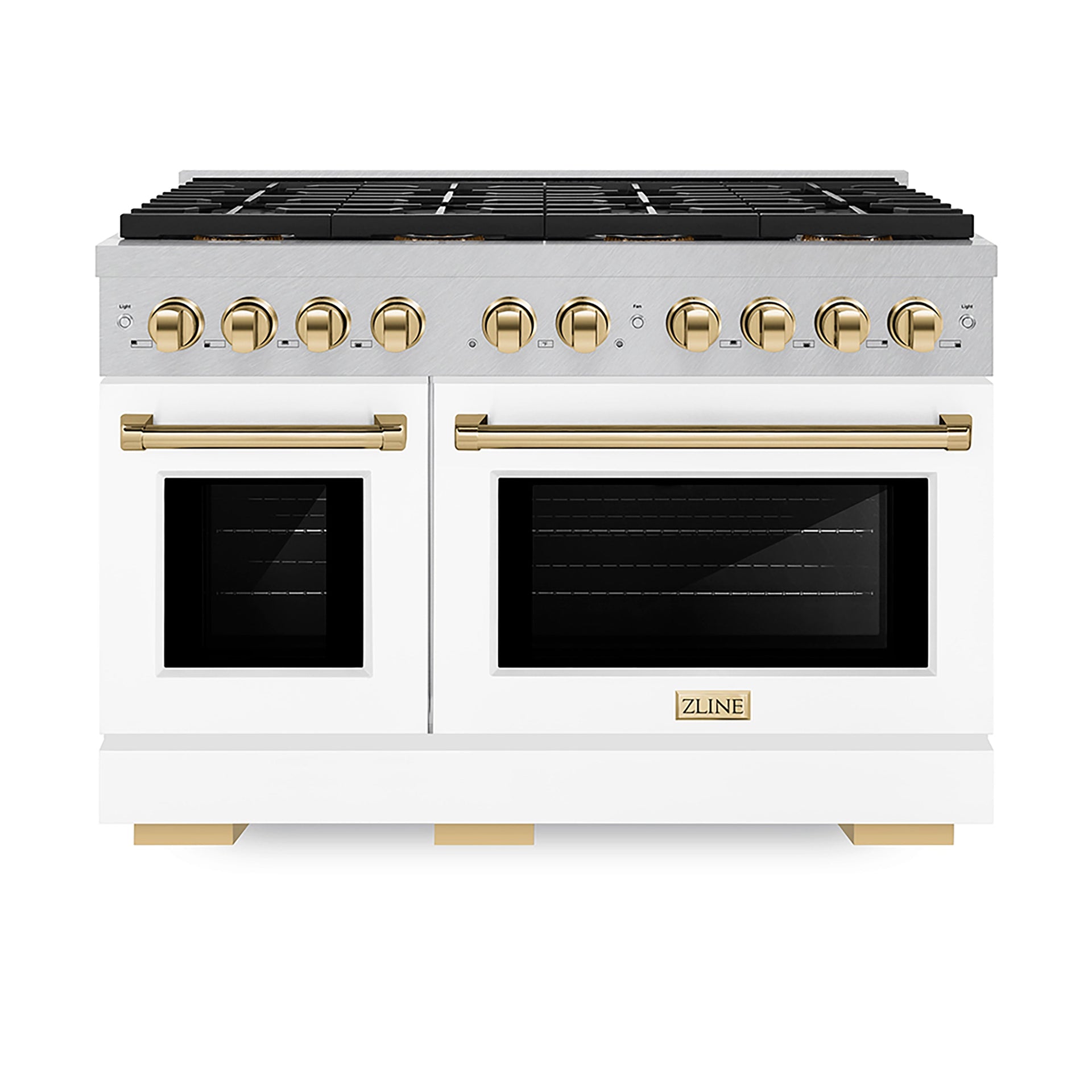 zline-48-in-gas-range-6-7-cu-ft-8-burner-duopro™-cooktop-dual-ovens-satin-stainless-steel-with-white-matte-doors-and-polished-gold-accents-psgrsz-wm-48-g