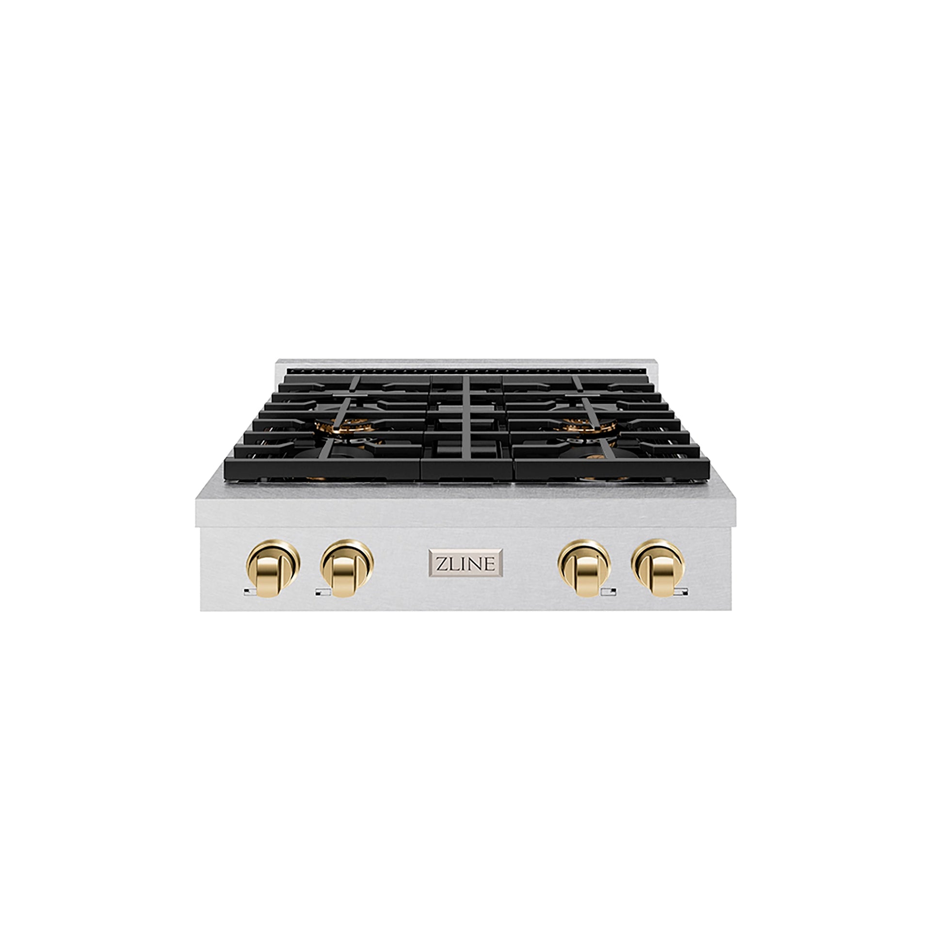zline-autograph-edition-30-paramount-gas-rangetop-with-4-burner-duopro™-cooktop-in-satin-stainless-steel-and-polished-gold-accents-psrtsz-30-g