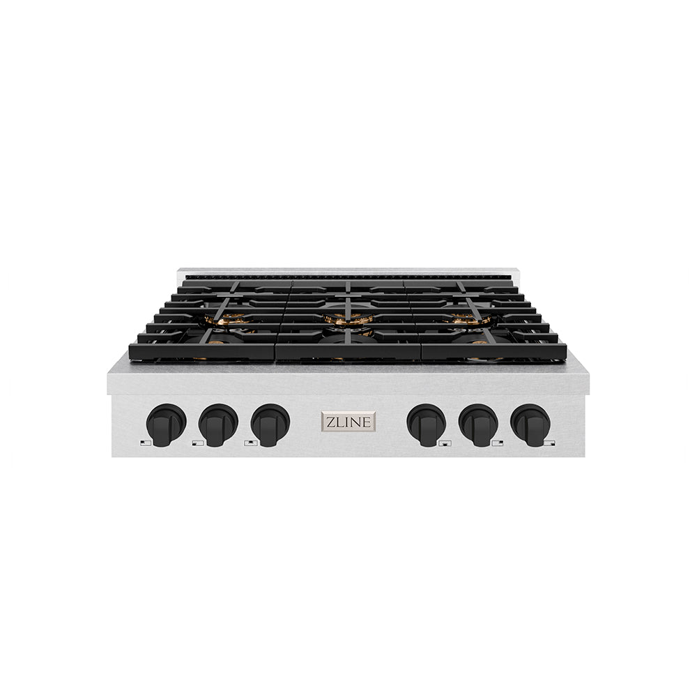 zline-autograph-36-paramount-gas-rangetop-with-6-burner-duopro™-cooktop-in-satin-stainless-steel-and-matte-black-accents-psrtsz-36-mb
