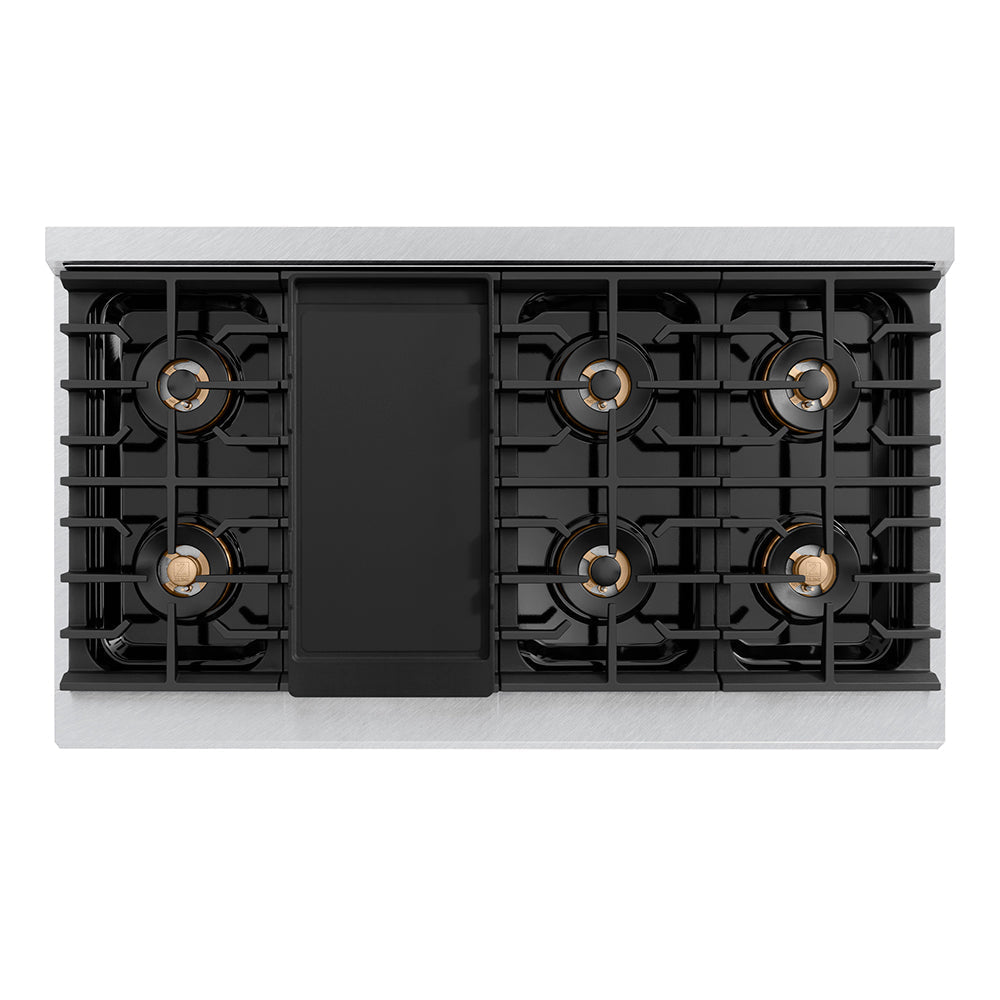 zline-autograph-48-paramount-gas-rangetop-with-8-burner-duopro™-cooktop-in-satin-stainless-steel-and-polished-gold-accents-psrtsz-48-g