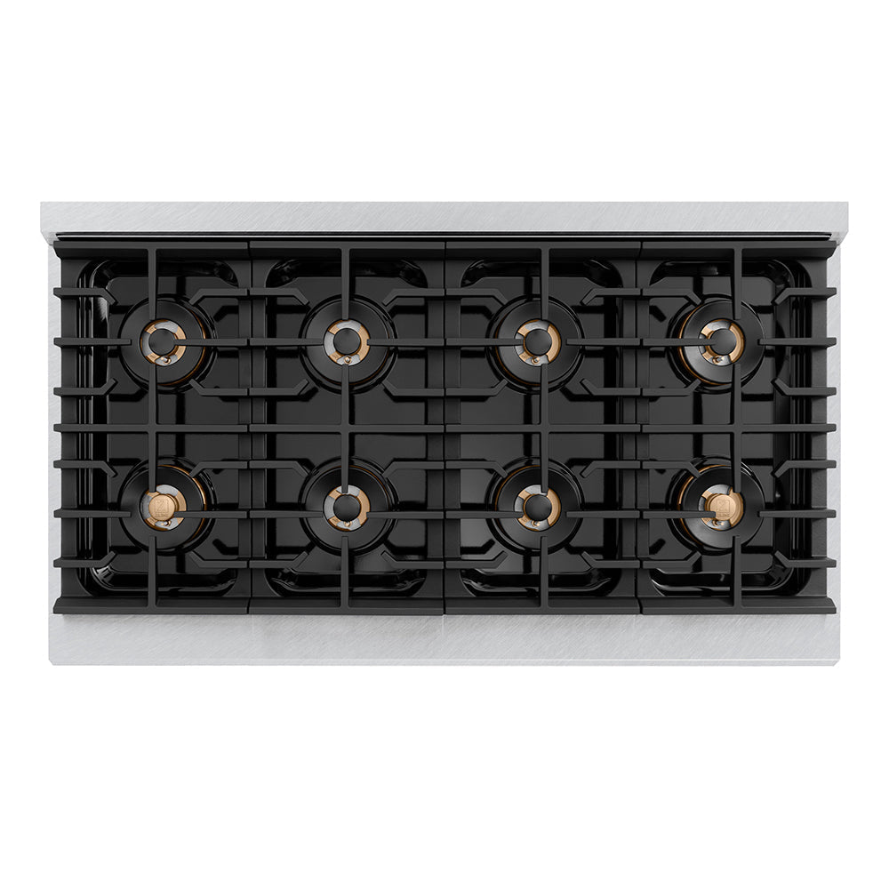 zline-autograph-48-paramount-gas-rangetop-with-8-burner-duopro™-cooktop-in-satin-stainless-steel-and-polished-gold-accents-psrtsz-48-g