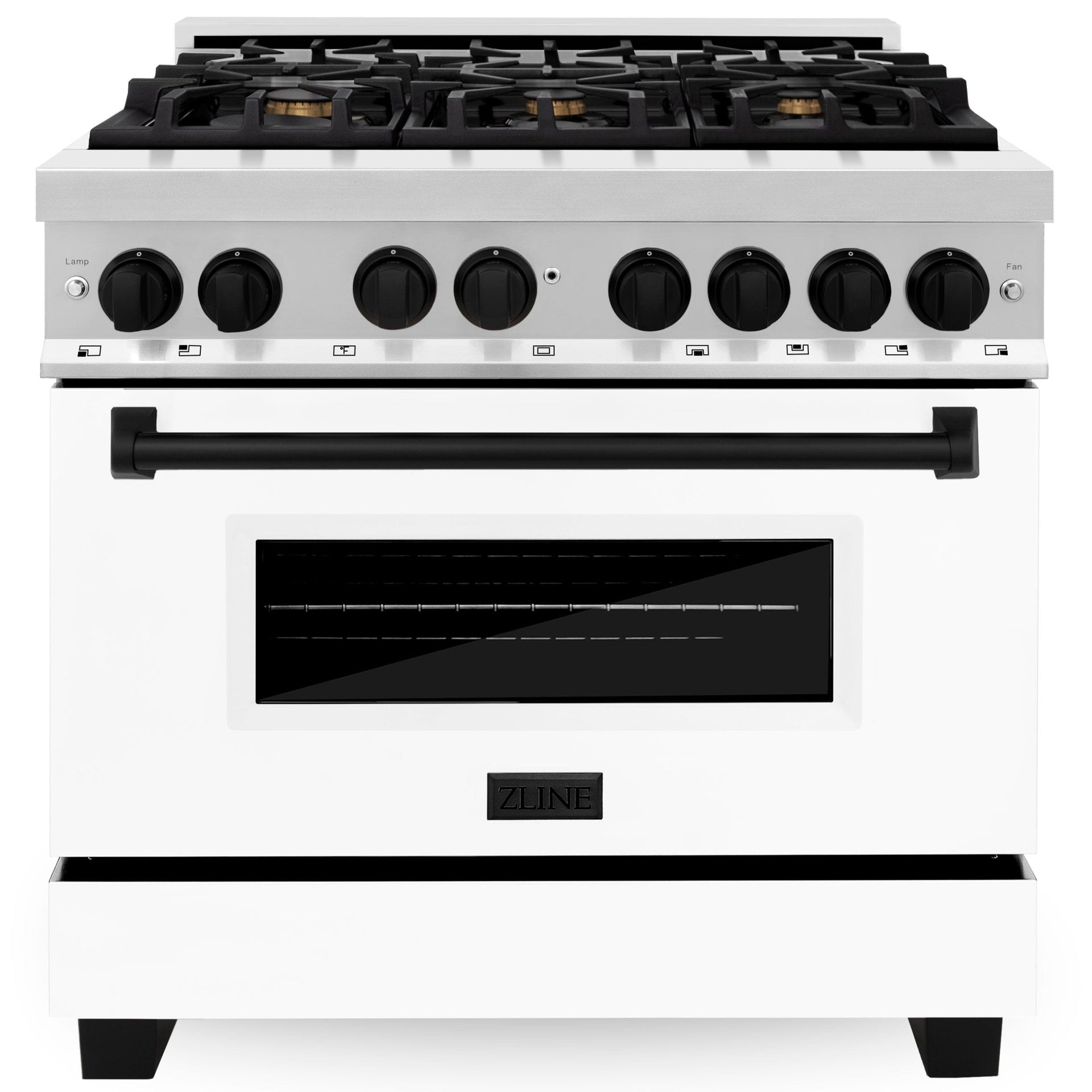 zline-autograph-36-in-4-6-cu-ft-dual-fuel-range-in-stainless-steel-with-white-matte-door-and-matte-black-accents-raz-wm-36-mb