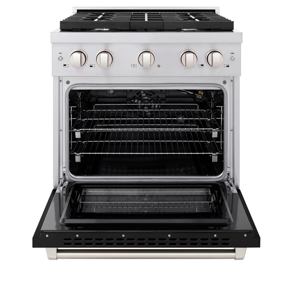 zline-paramount-30-in-4-2-cu-ft-dual-fuel-range-with-4-burner-gas-cooktop-and-electric-convection-oven-in-stainless-steel-with-black-matte-door-sdr-blm-30