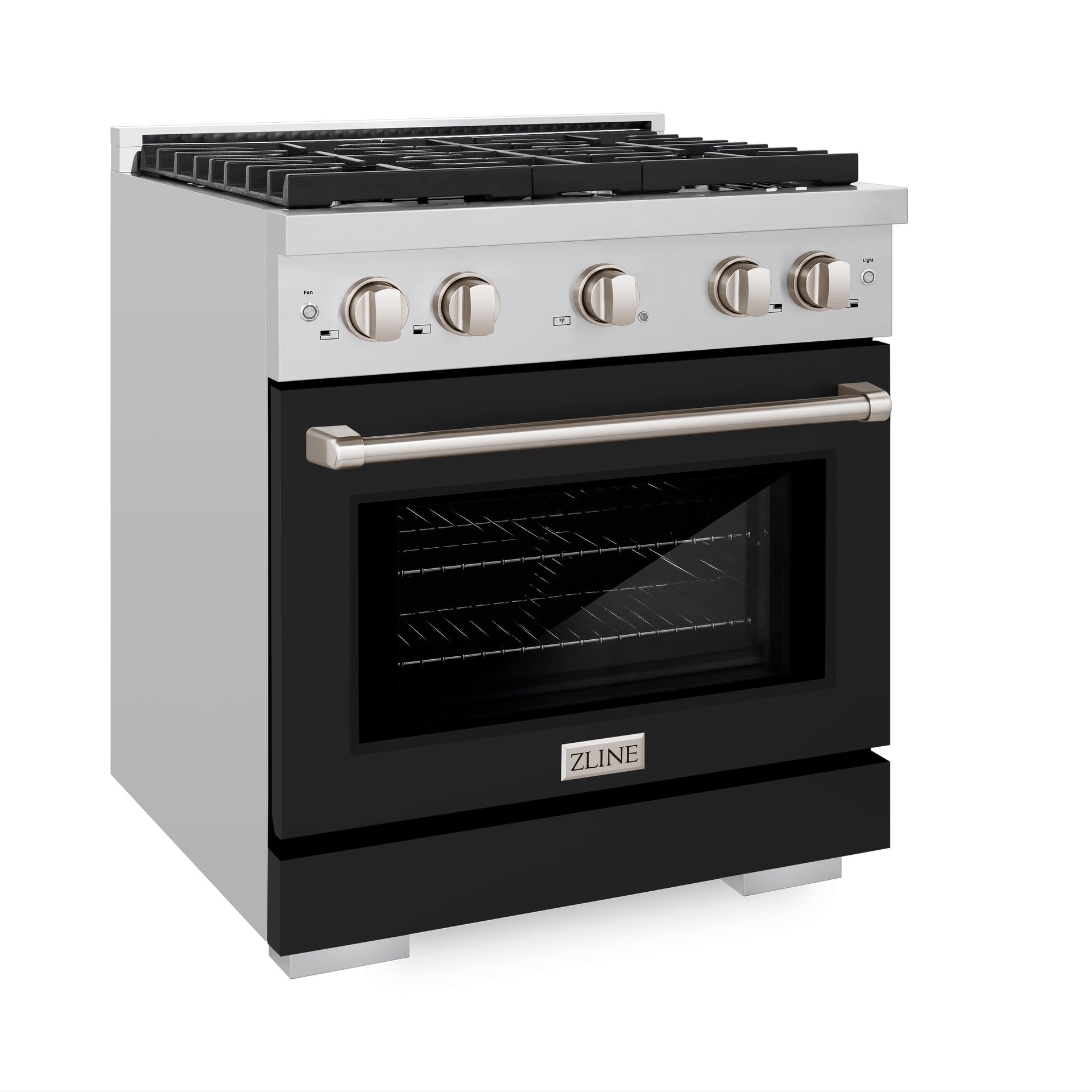 zline-paramount-30-in-4-2-cu-ft-dual-fuel-range-with-4-burner-gas-cooktop-and-electric-convection-oven-in-stainless-steel-with-black-matte-door-sdr-blm-30