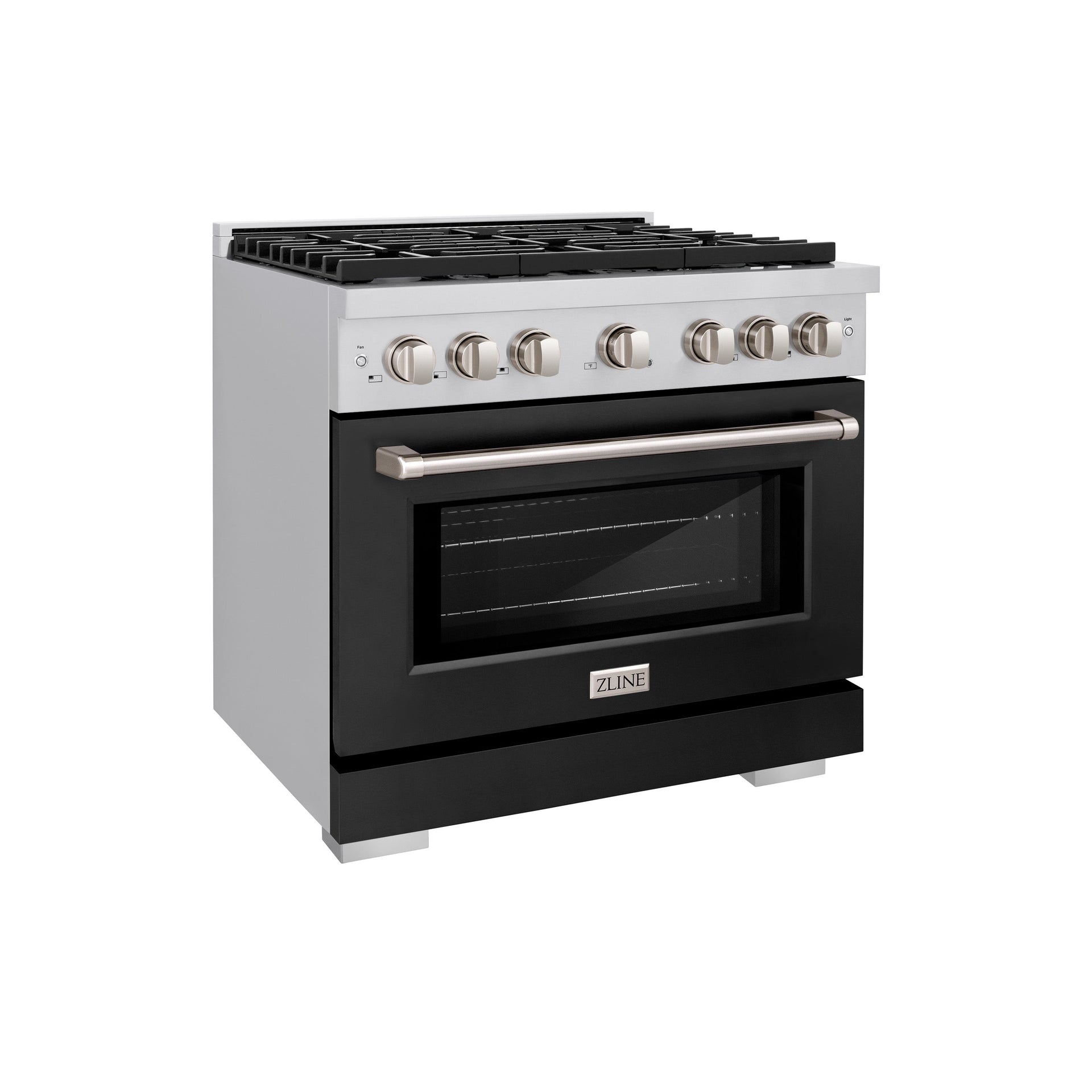 zline-paramount-36-in-dual-fuel-range-with-6-burners-and-electric-convection-oven-5-2-cu-ft-stainless-steel-with-black-matte-door-sdr-blm-36