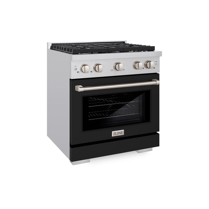 zline-paramount-30-in-gas-range-with-convection-oven-4-2-cu-ft-stainless-steel-with-black-matte-door-sgr-blm-30