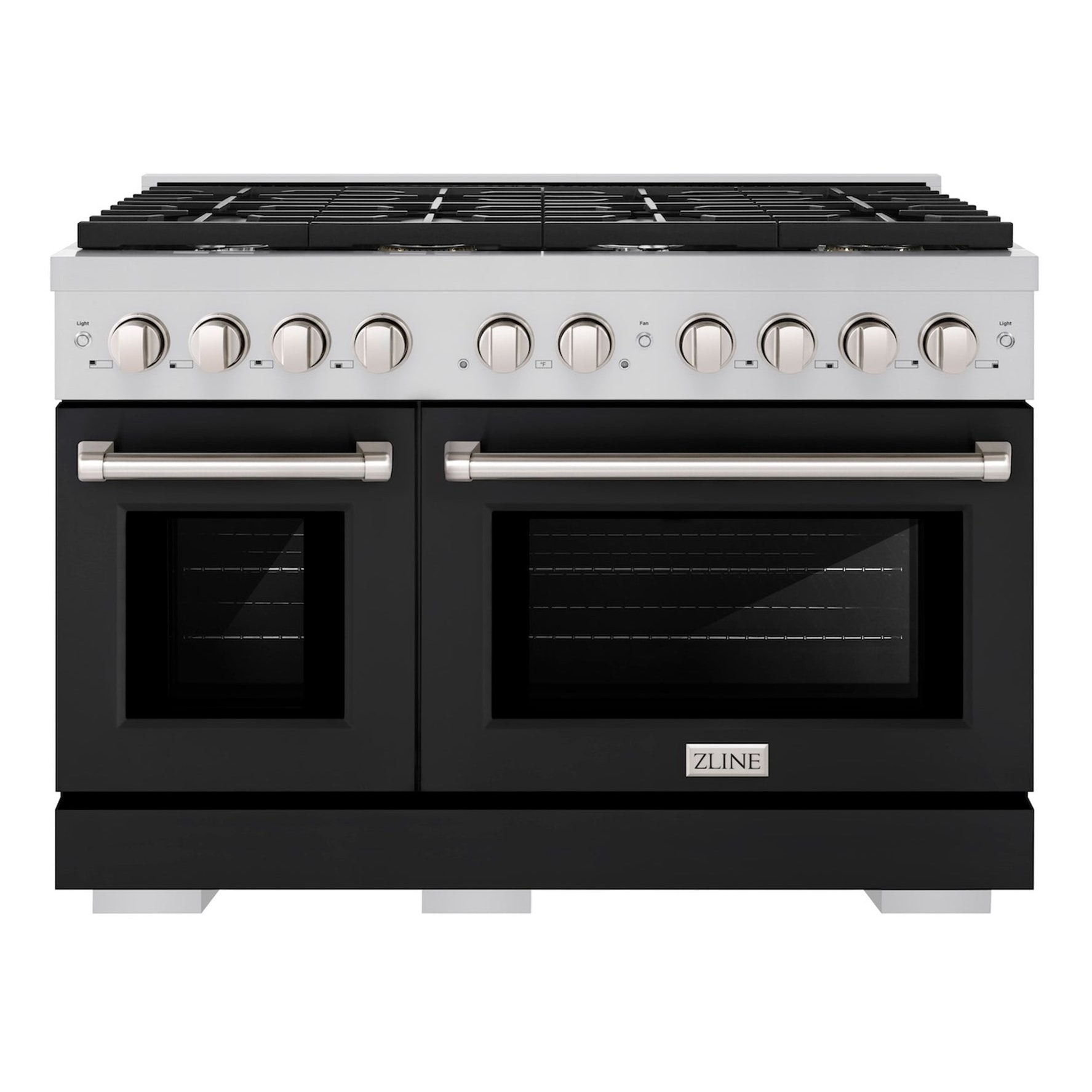 zline-paramount-48-in-6-7-cu-ft-gas-range-with-convection-oven-stainless-steel-with-white-matte-doors-sgr-blm-48