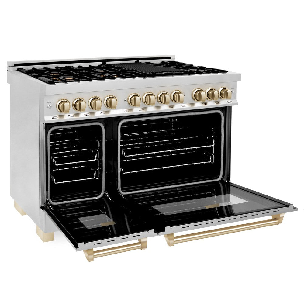 zline-autograph-edition-48-inch-dual-fuel-range-6-0-cu-ft-oven-stainless-steel-with-gold-accents-model-raz-48-g