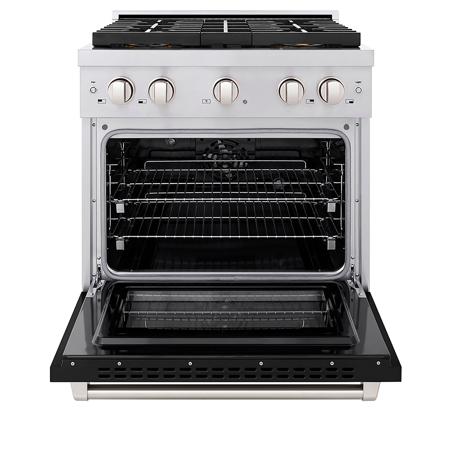 zline-30-in-dual-fuel-range-4-2-cu-ft-with-4-burner-duopro™-cooktop-electric-convection-oven-black-matte-door-psdr-blm-30