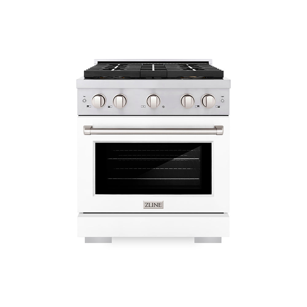zline-30-in-dual-fuel-range-4-2-cu-ft-capacity-4-burner-duopro™-cooktop-electric-convection-oven-white-matte-door-psdr-wm-30