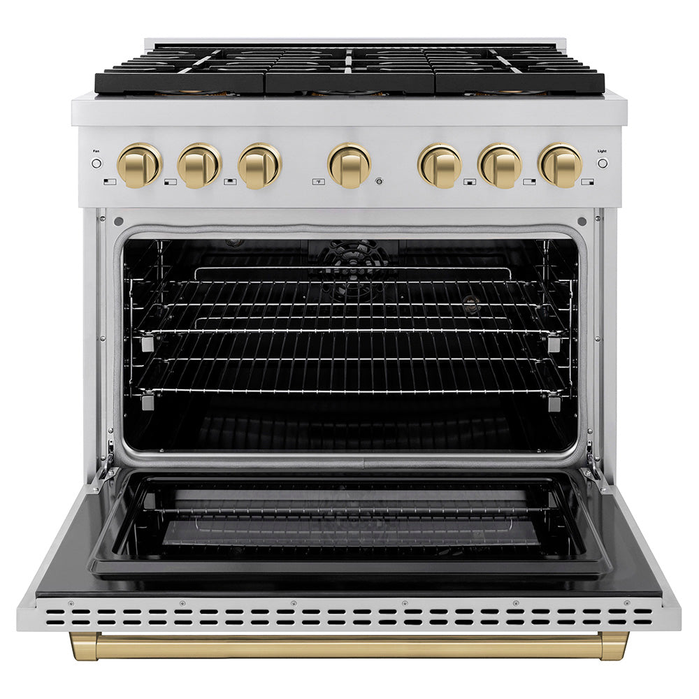 zline-36-in-dual-fuel-range-5-2-cu-ft-6-burner-duopro™-cooktop-electric-convection-oven-stainless-steel-champagne-bronze-accents-psdrz-36-cb