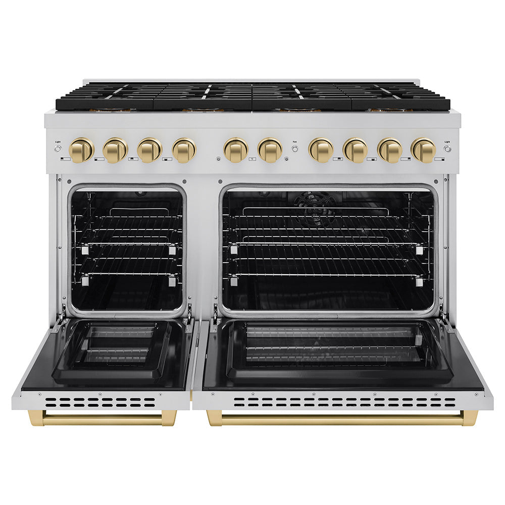 zline-48-in-dual-fuel-range-6-7-cu-ft-8-burner-duopro™-cooktop-dual-ovens-stainless-steel-champagne-bronze-accents-psdrz-48-cb